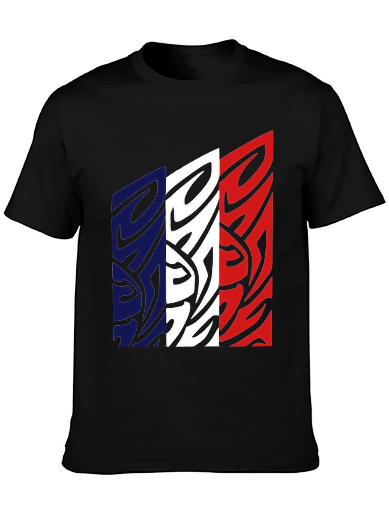 France Flag Graphic Tee - Black Cotton Blend Shirt