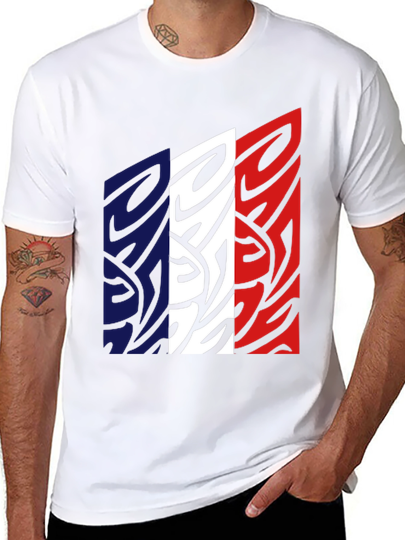 France Flag Graphic Tee - Black Cotton Blend Shirt
