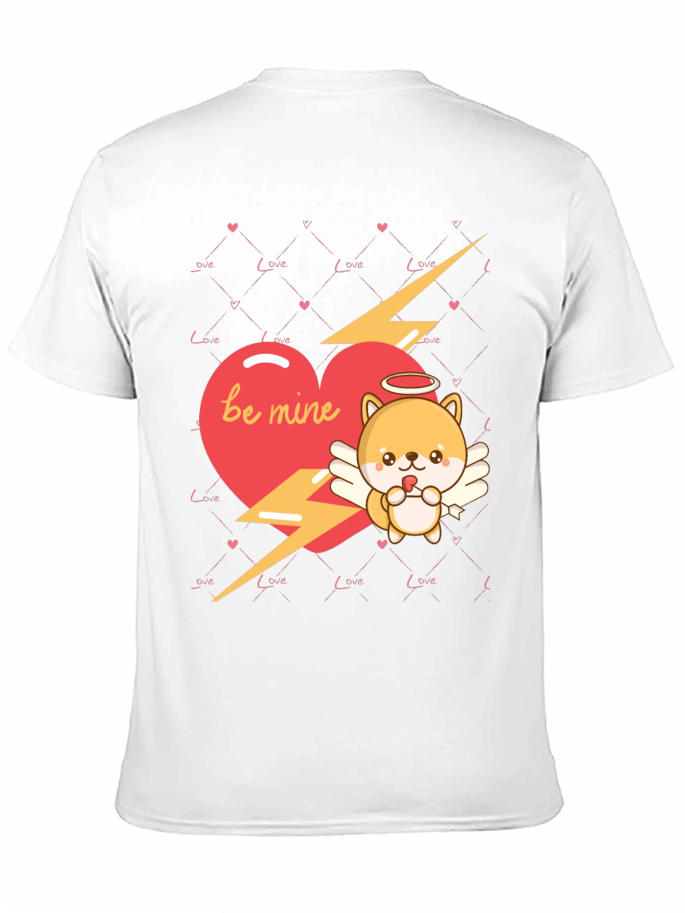 Be Mine Cupid Dog Valentines Day Black T-Shirt