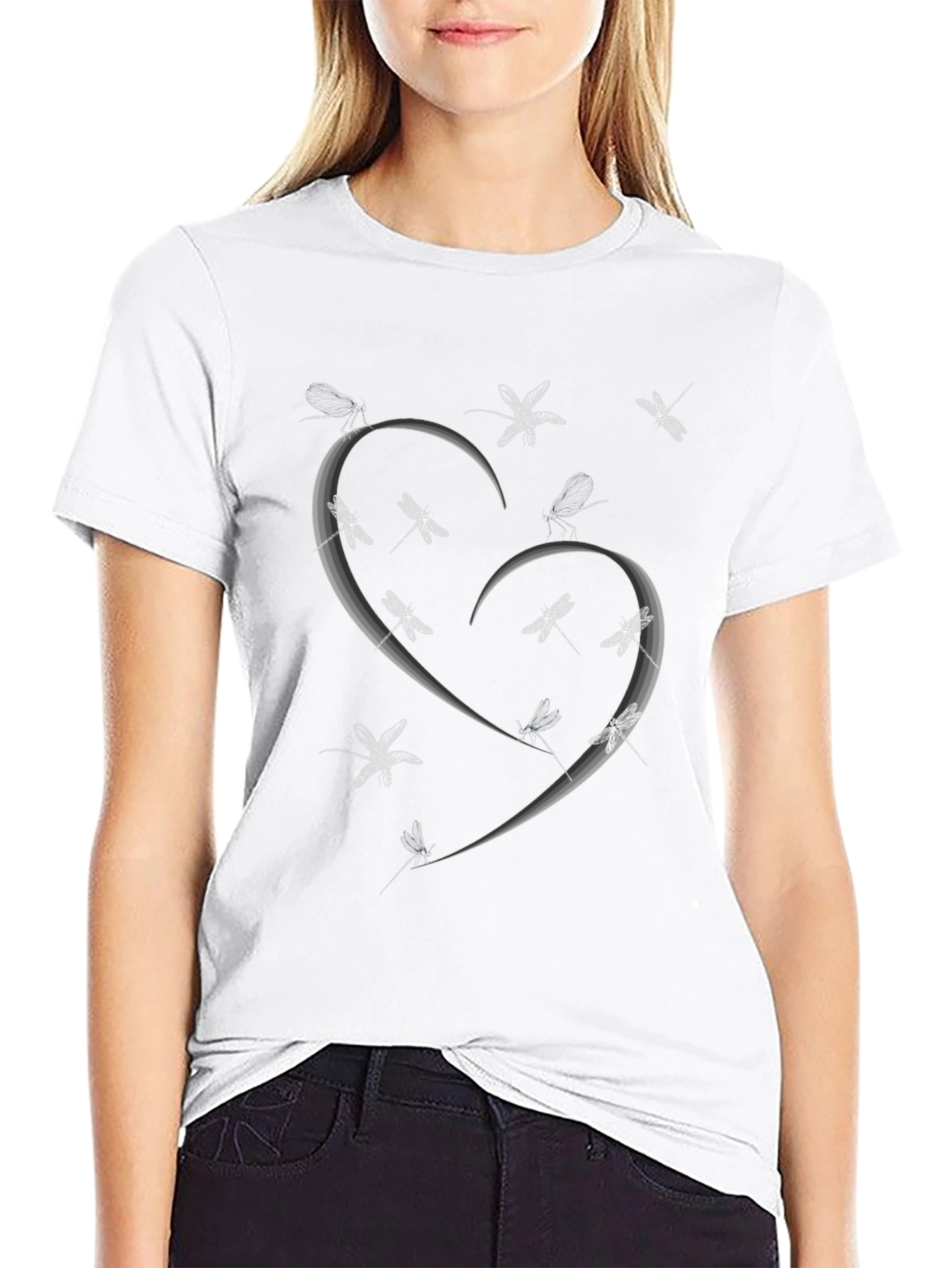 Heart of Dragonflies Black Graphic Tee