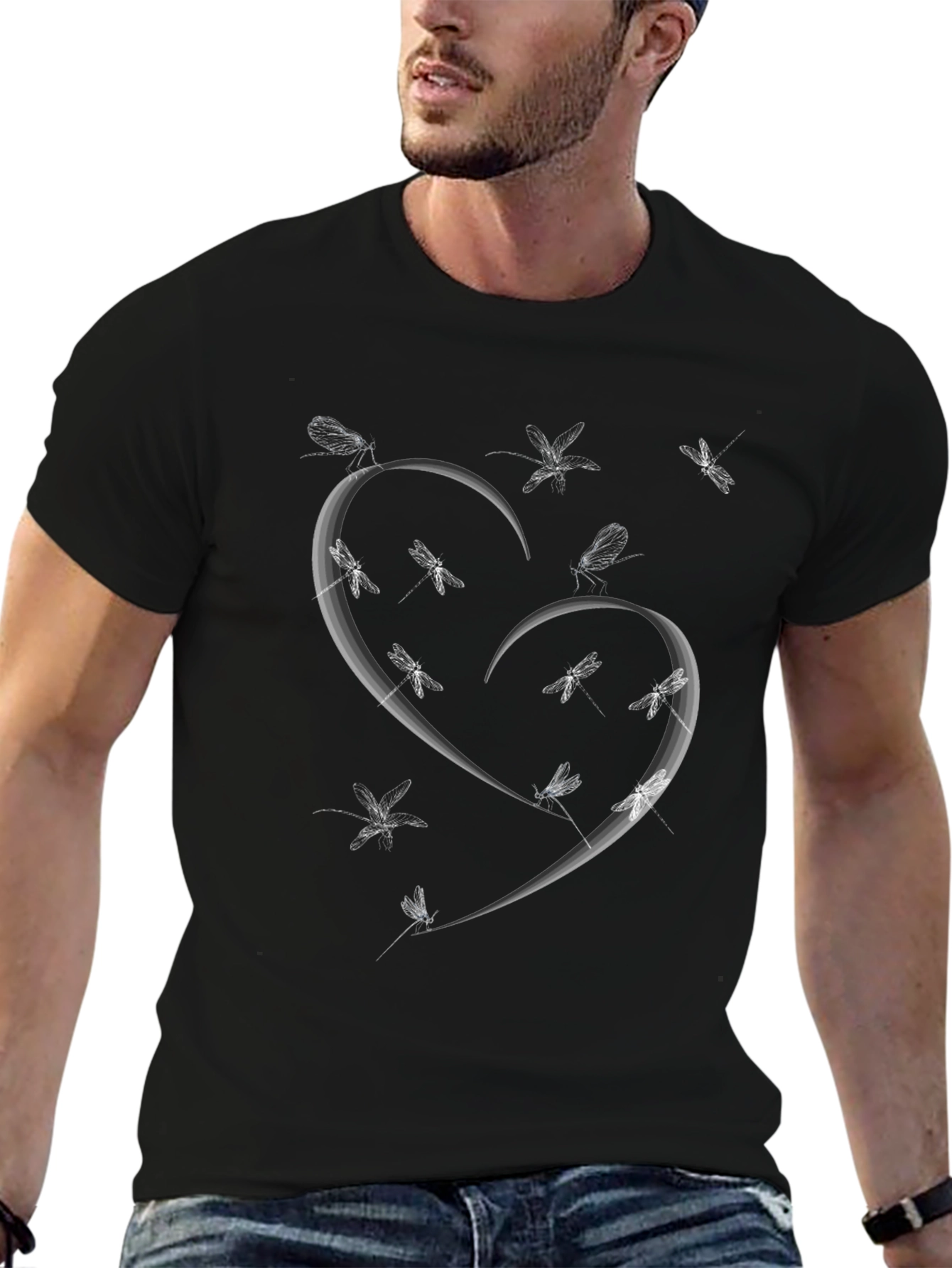 Heart of Dragonflies Black Graphic Tee