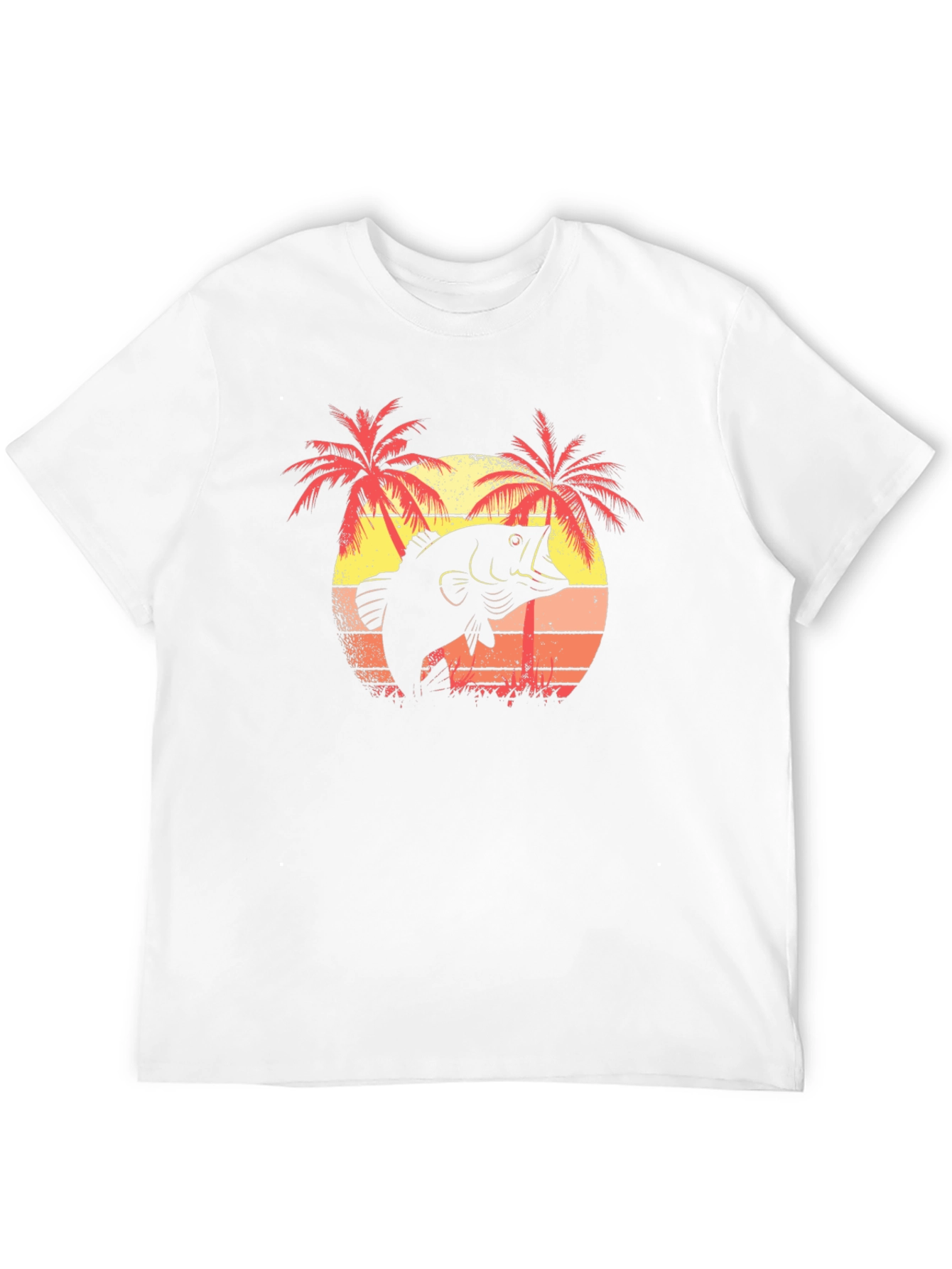 Bass Fishing T-Shirt - Tropical Sunset Design