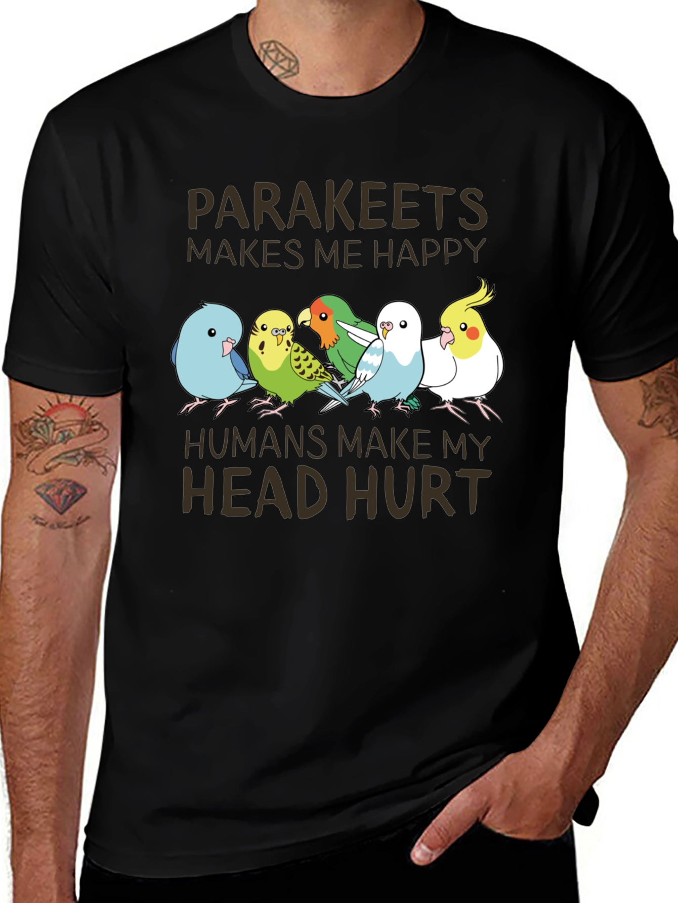 Parakeets Make Me Happy T-Shirt