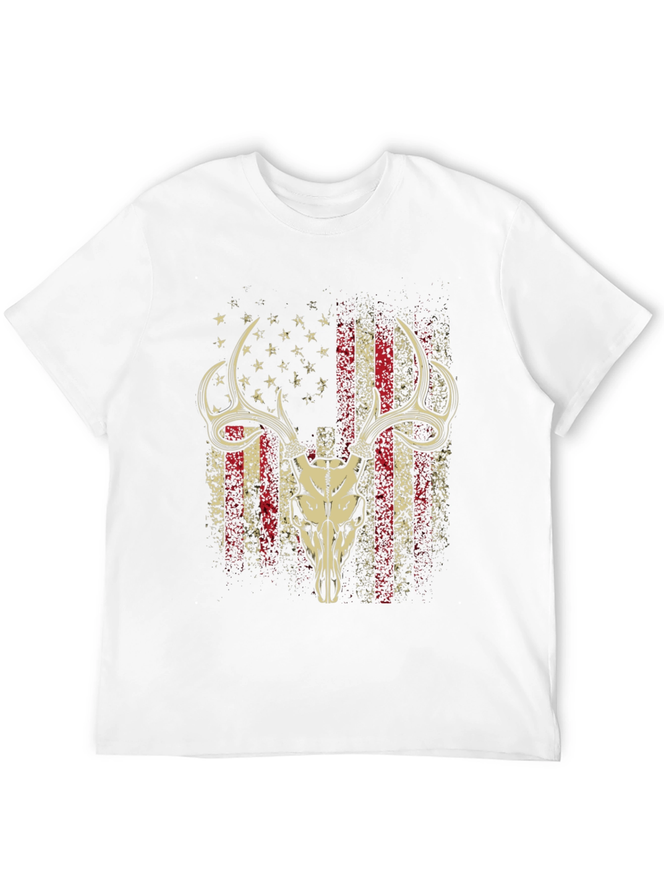 American Flag Deer Skull Graphic T-Shirt