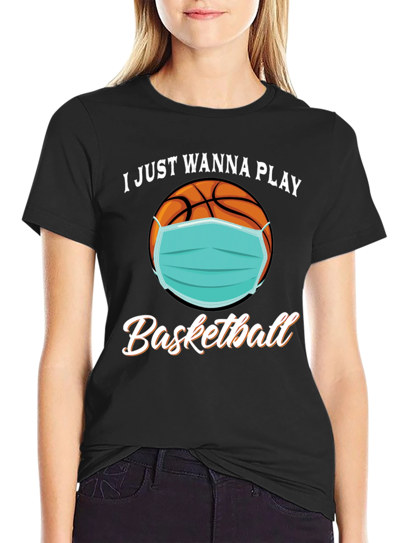 I Just Wanna Play Basketball T-Shirt with Mask
