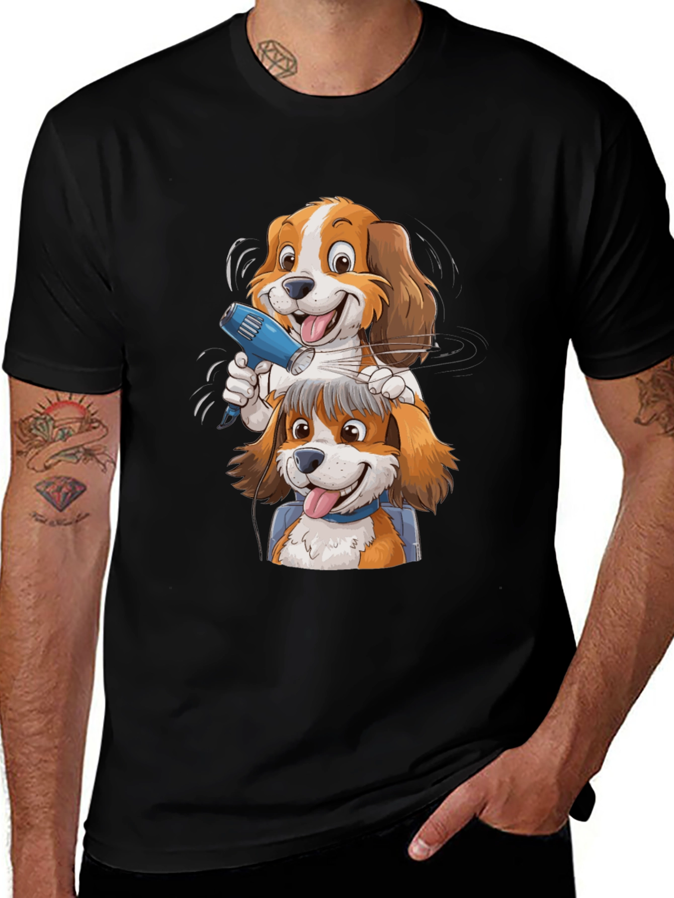 Funny Dog Grooming Cartoon Graphic Tee