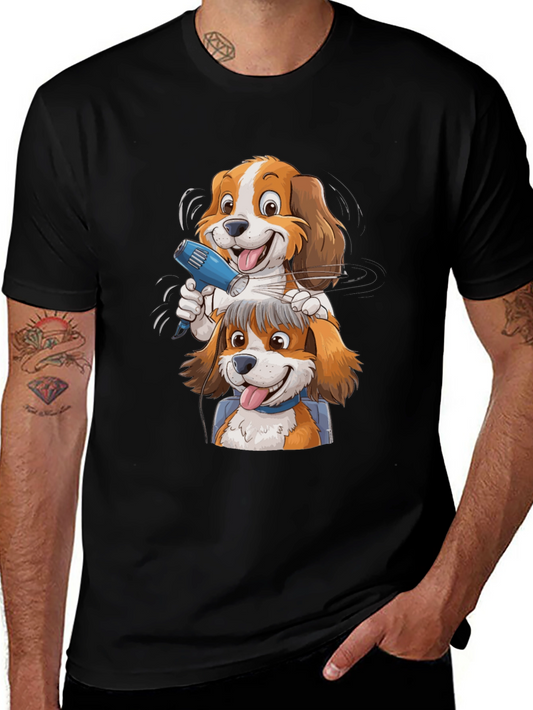 Funny Dog Grooming Cartoon Graphic Tee