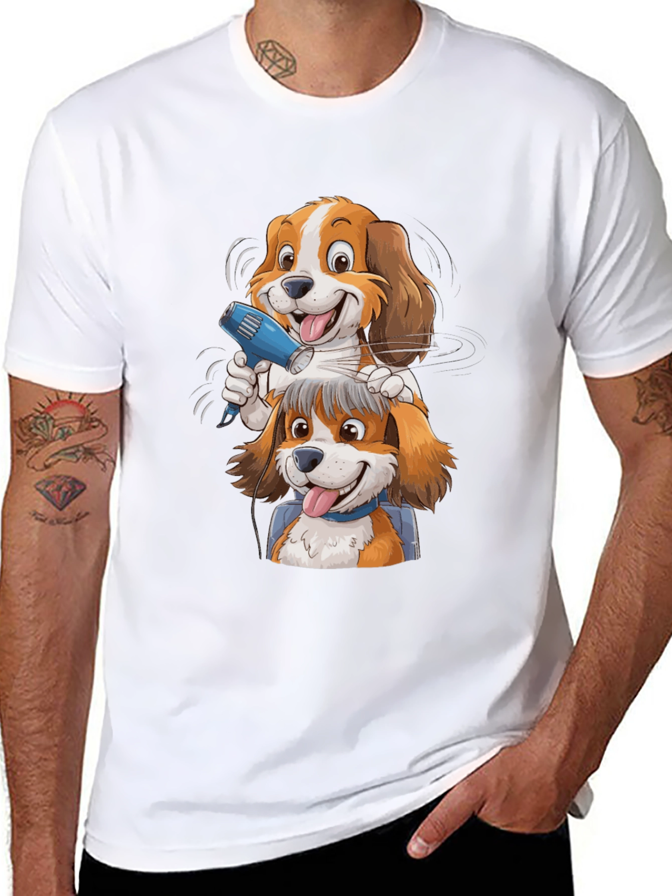 Funny Dog Grooming Cartoon Graphic Tee