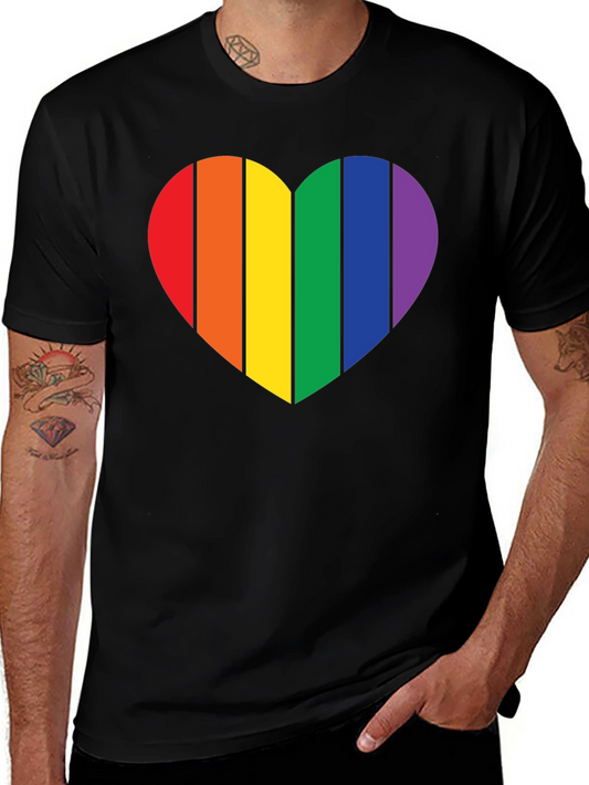 Pride Heart Graphic Tee - Black Cotton Blend