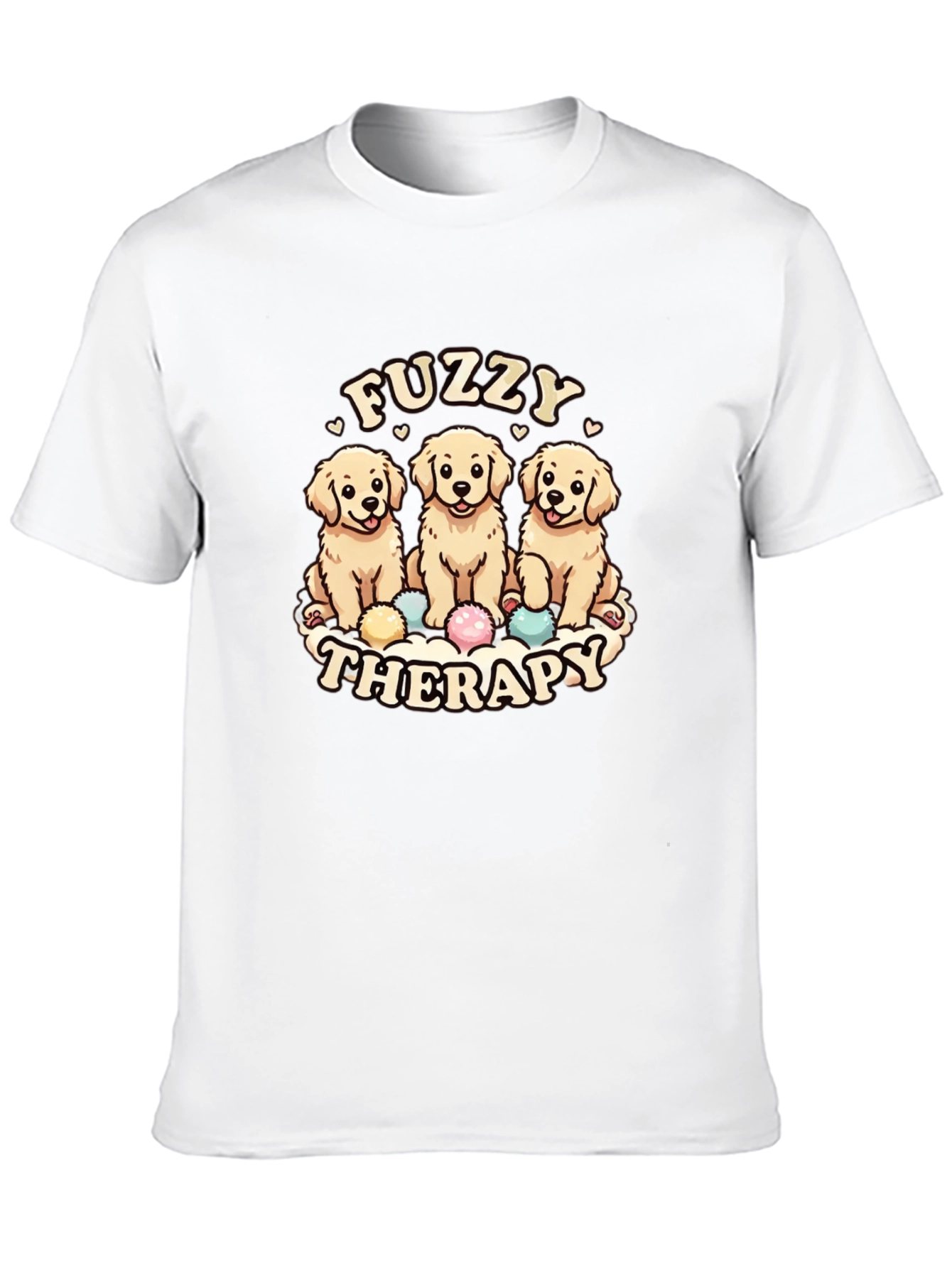Fuzzy Therapy Dog T-Shirt - Cute Golden Retriever Tee