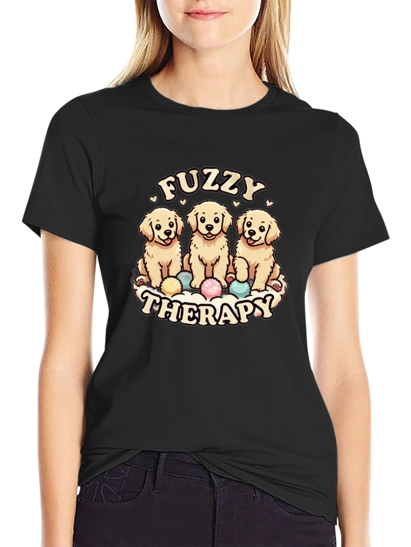 Fuzzy Therapy Dog T-Shirt - Cute Golden Retriever Tee