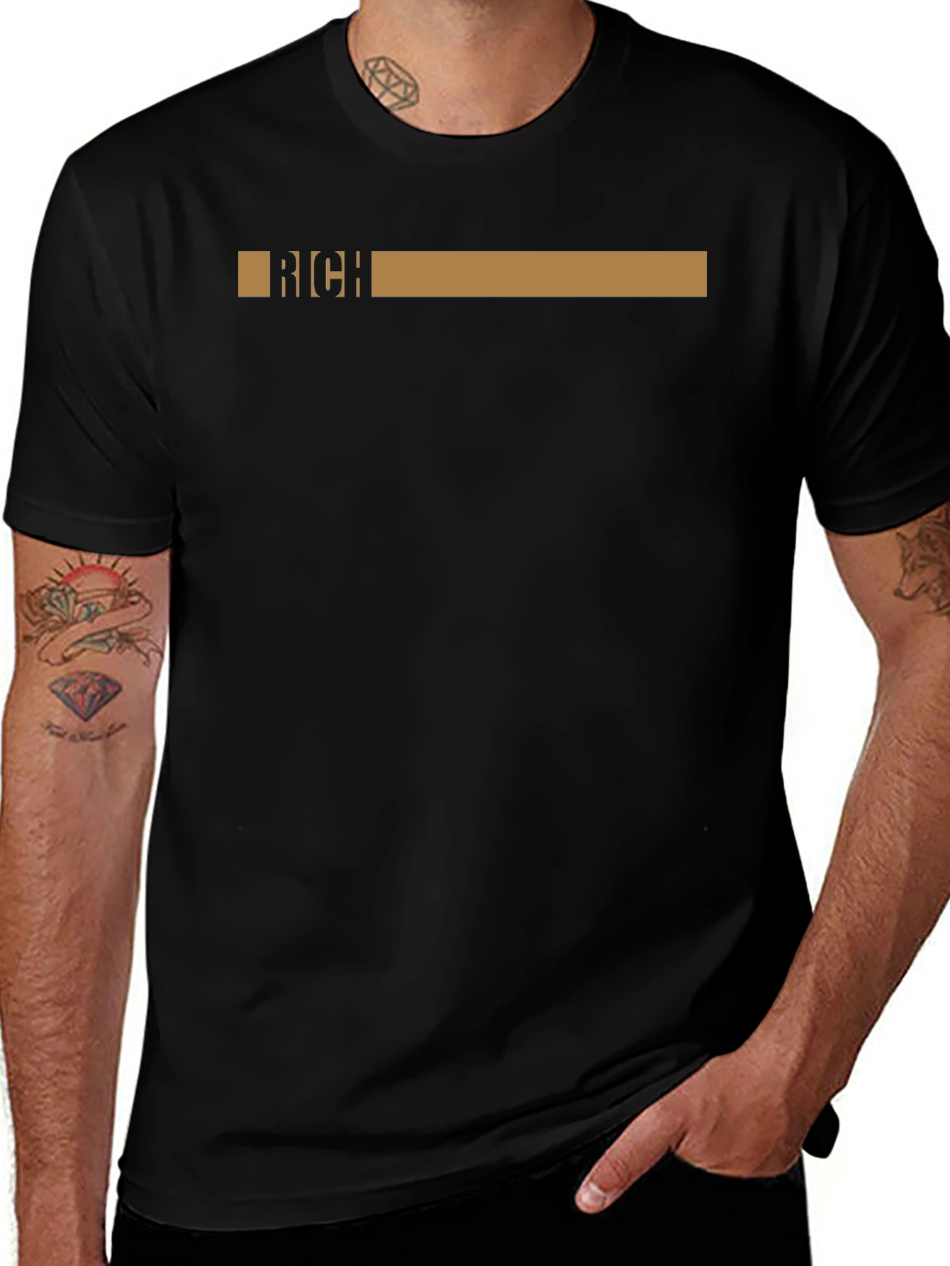 Rich Graphic Print Black T-Shirt