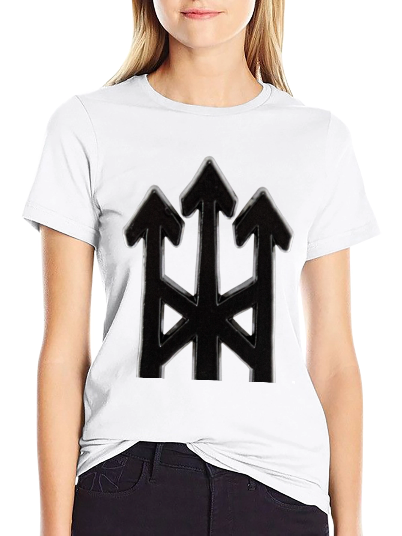 Stylized Trident Graphic Black T-Shirt