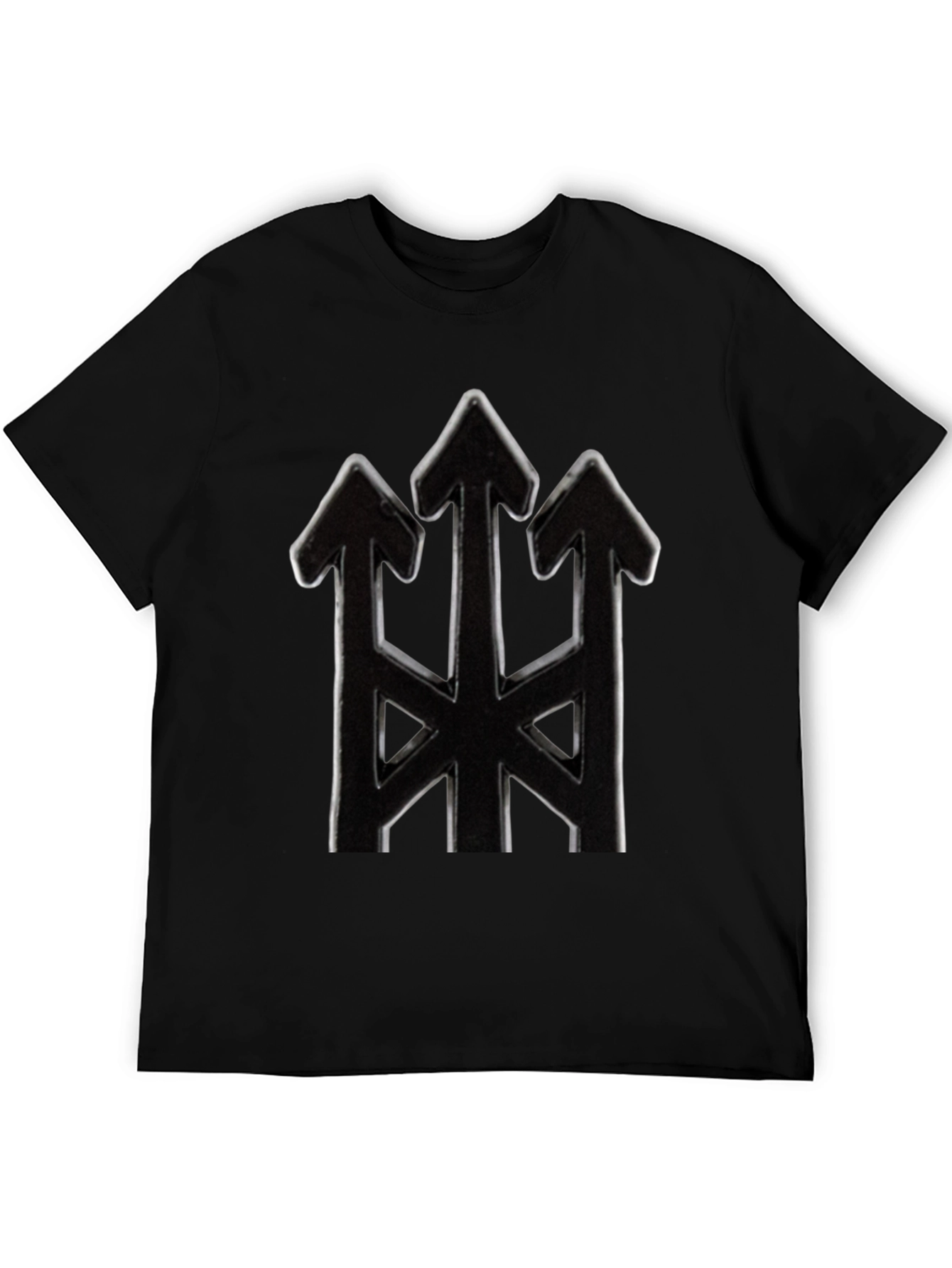Stylized Trident Graphic Black T-Shirt