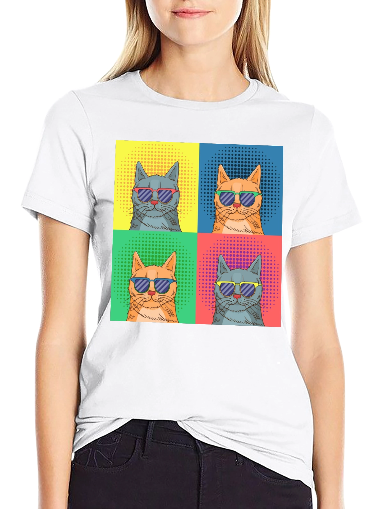 Cool Cats Graphic Tee - Retro Pop Art Style