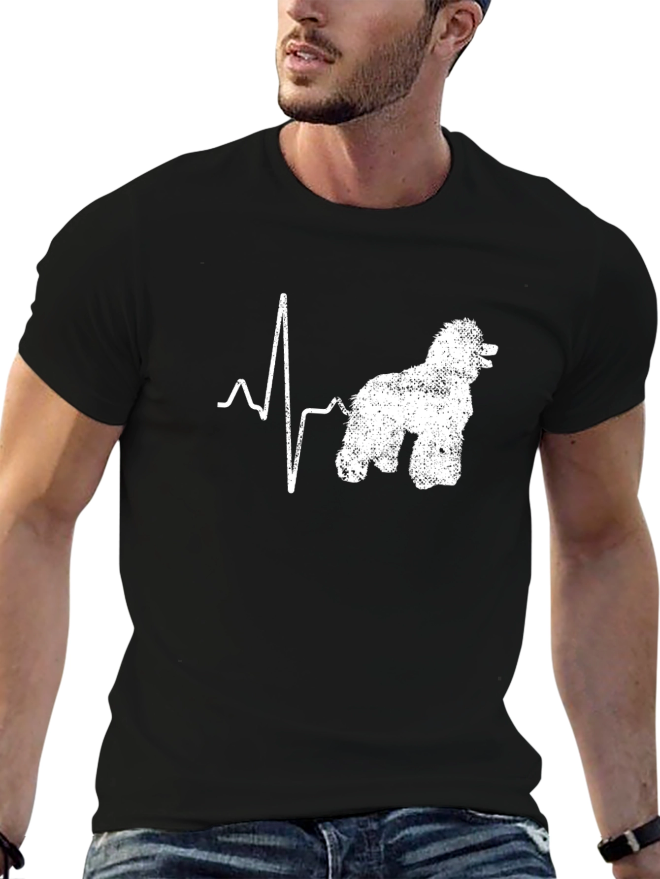 Dog Heartbeat T-Shirt - Black Cotton Tee