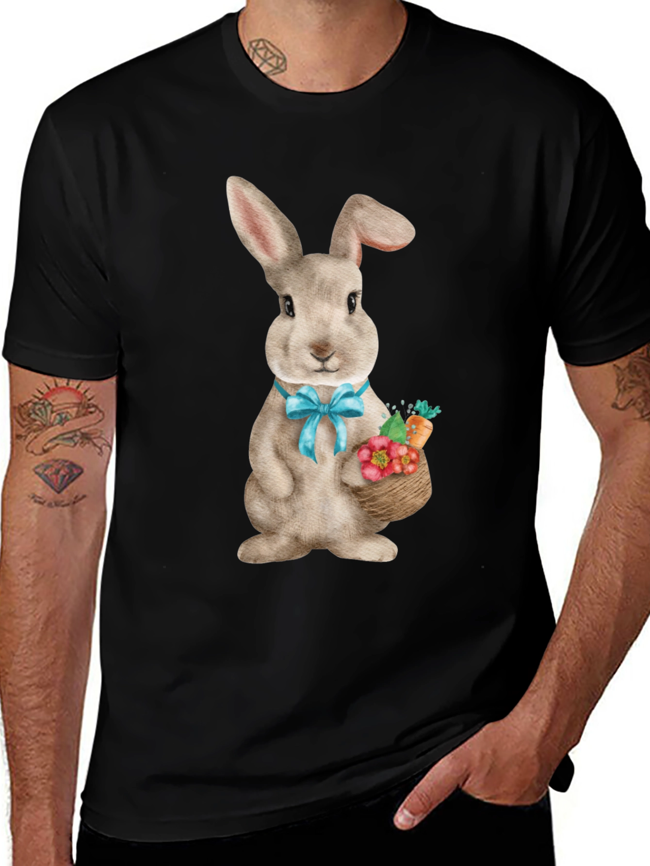 Easter Bunny T-Shirt Cute Rabbit with Basket