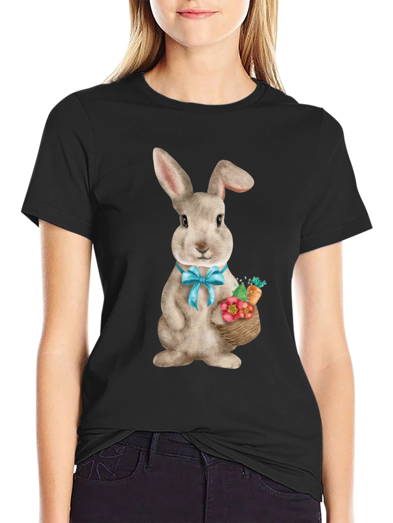Easter Bunny T-Shirt Cute Rabbit with Basket