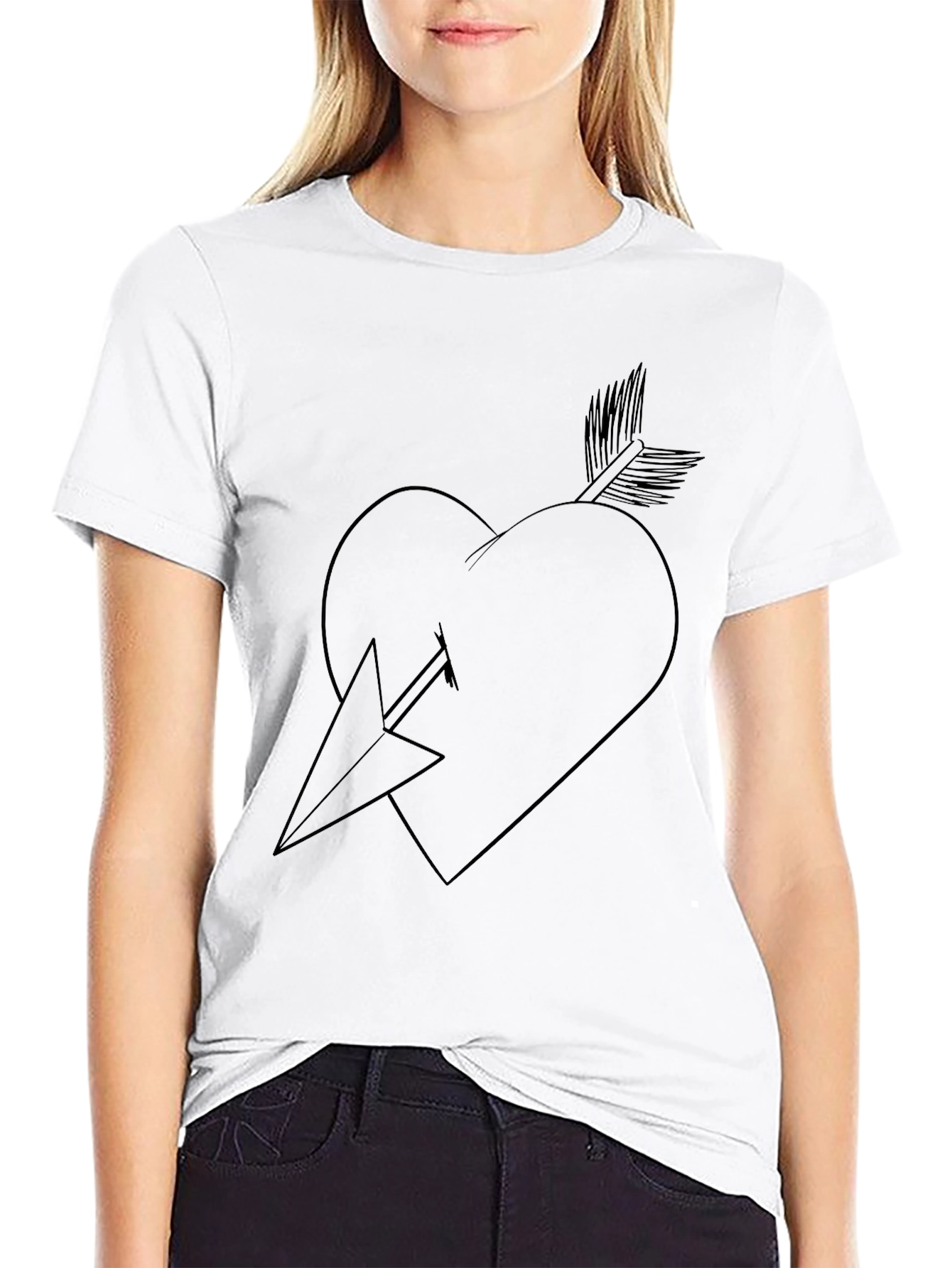 Heart Arrow Graphic Black Tee