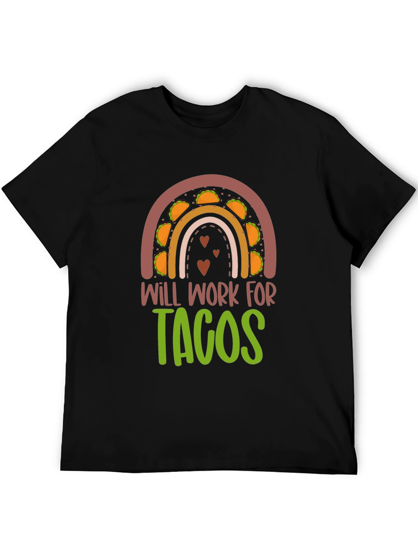 Will Work for Tacos Rainbow Graphic T-Shirt