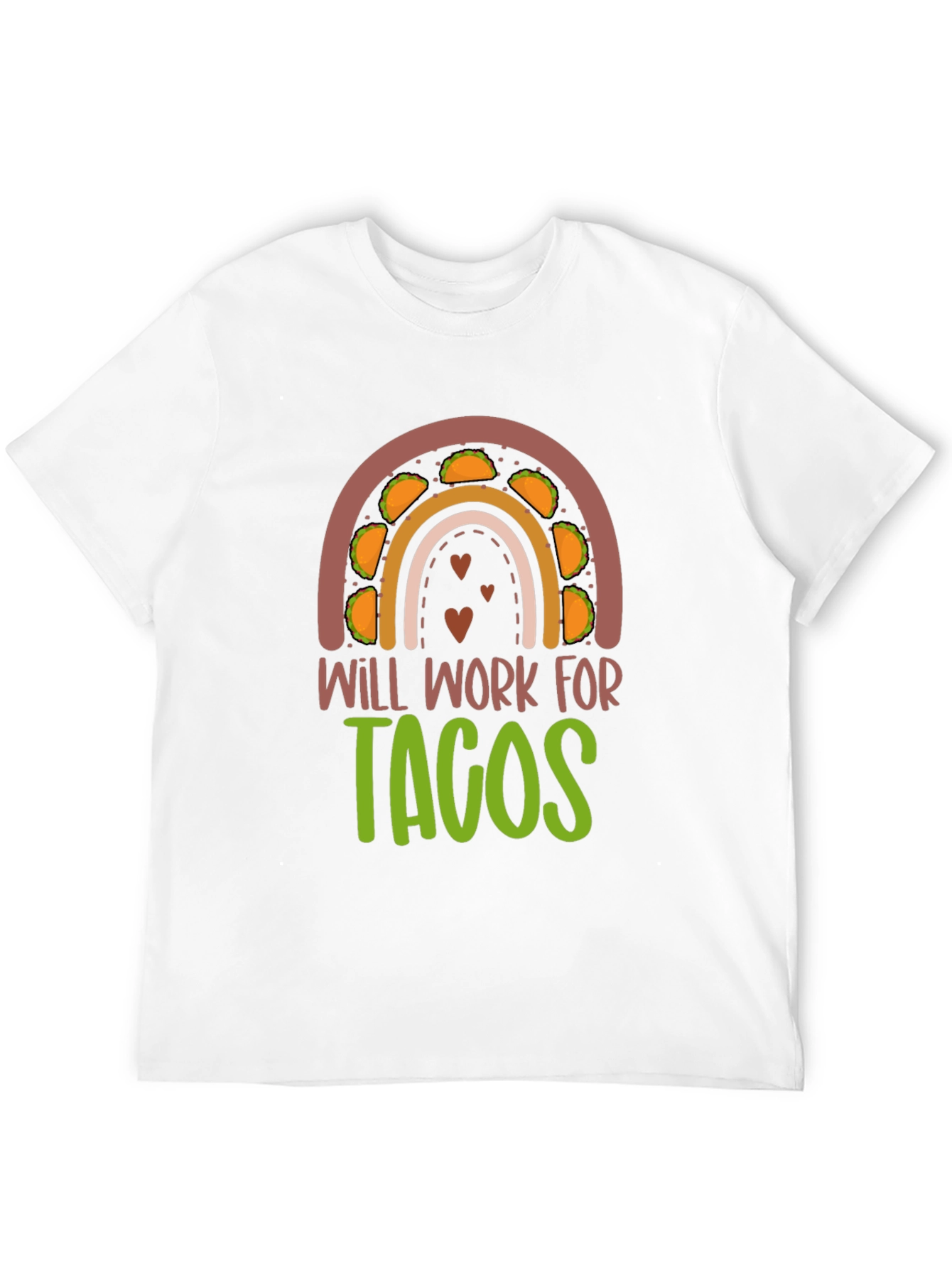 Will Work for Tacos Rainbow Graphic T-Shirt