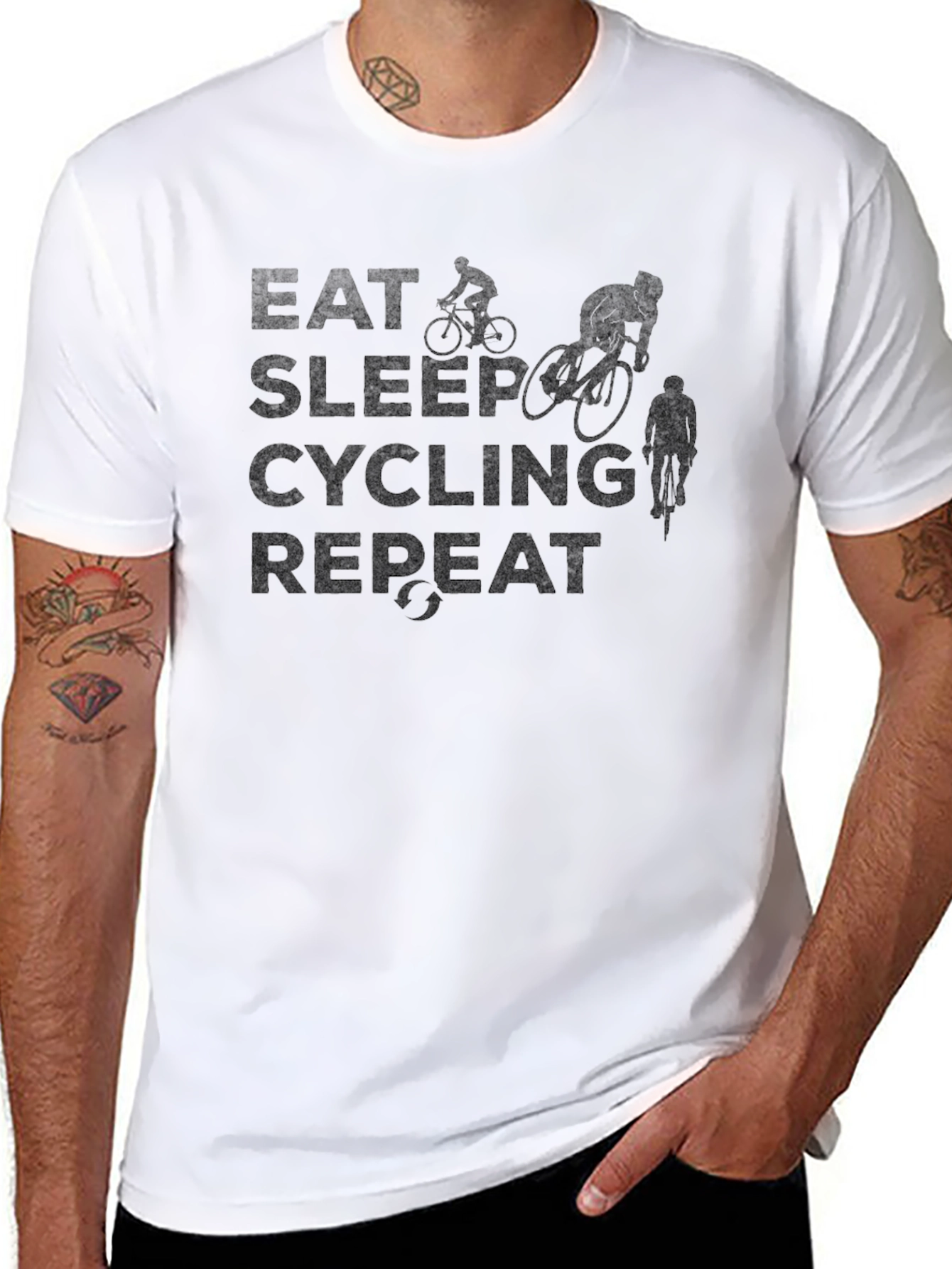 Eat Sleep Cycling Repeat Black T-Shirt