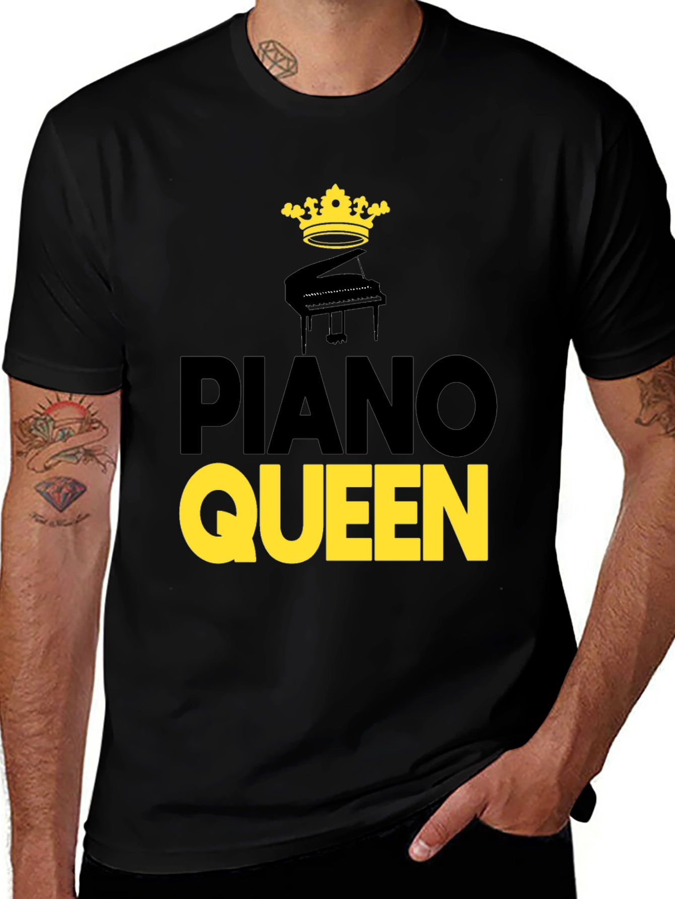 Piano Queen Graphic Tee - Black Cotton T-Shirt