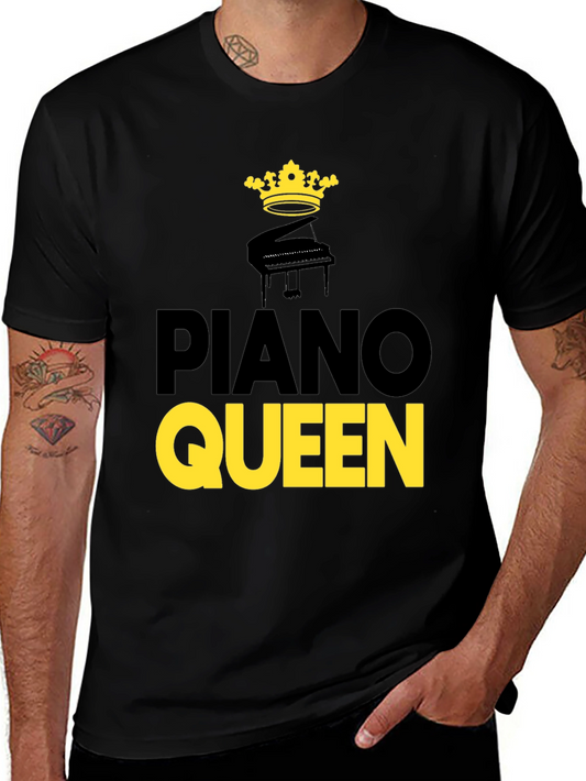 Piano Queen Graphic Tee - Black Cotton T-Shirt