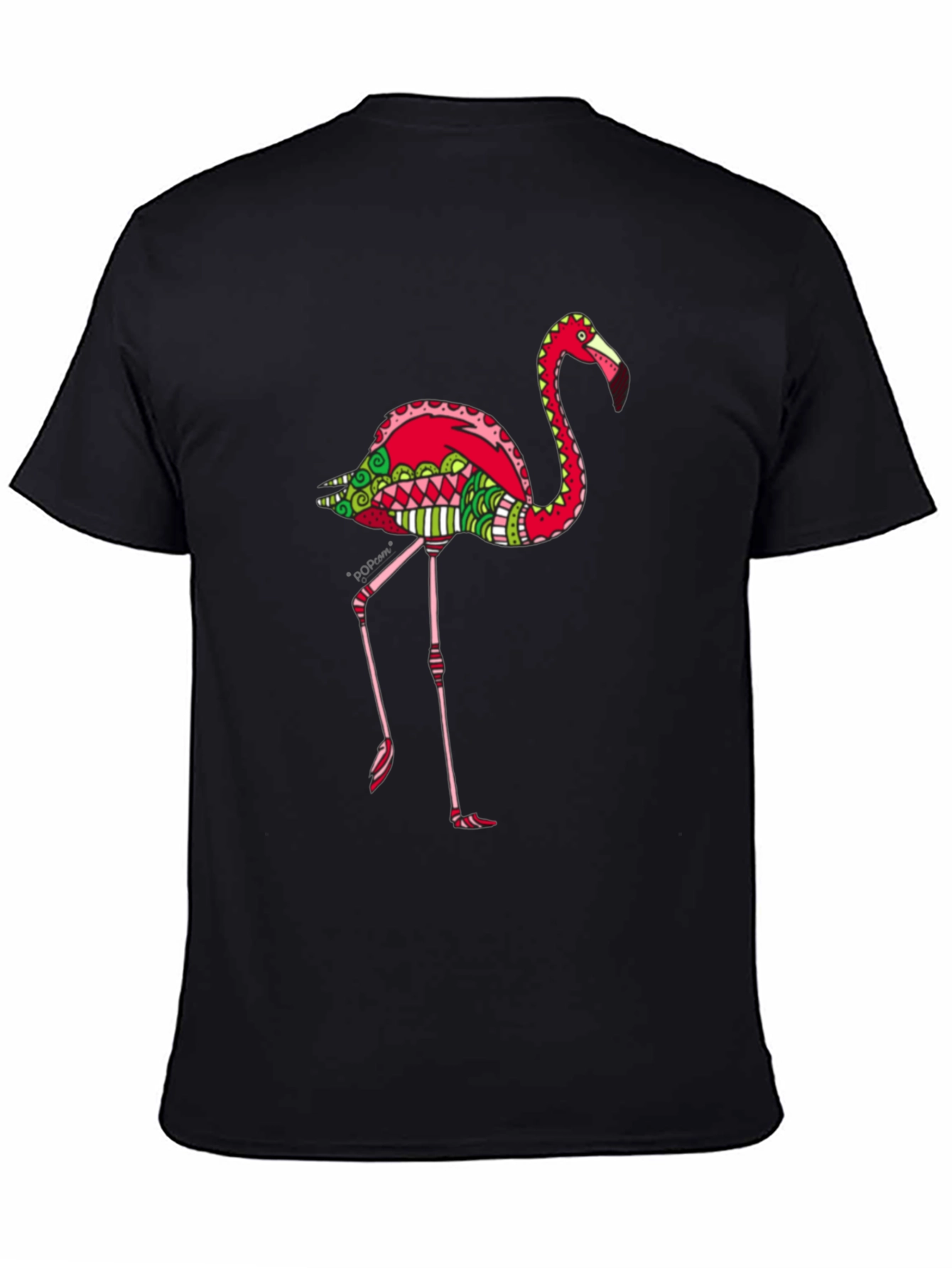 Funky Flamingo Graphic Tee - Black Cotton Blend