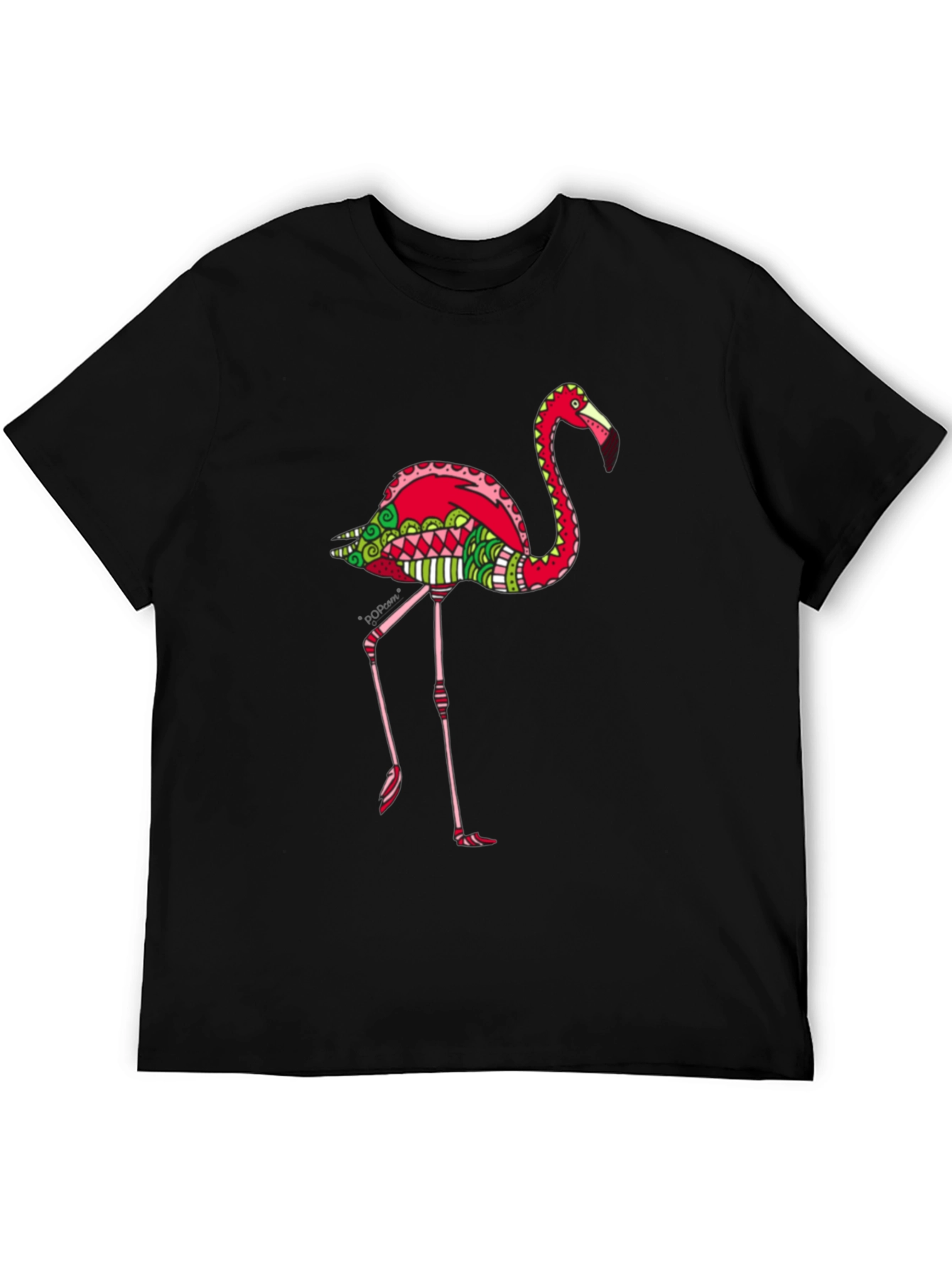 Funky Flamingo Graphic Tee - Black Cotton Blend