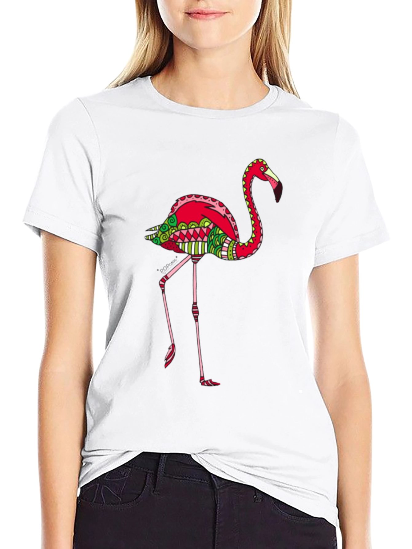 Funky Flamingo Graphic Tee - Black Cotton Blend