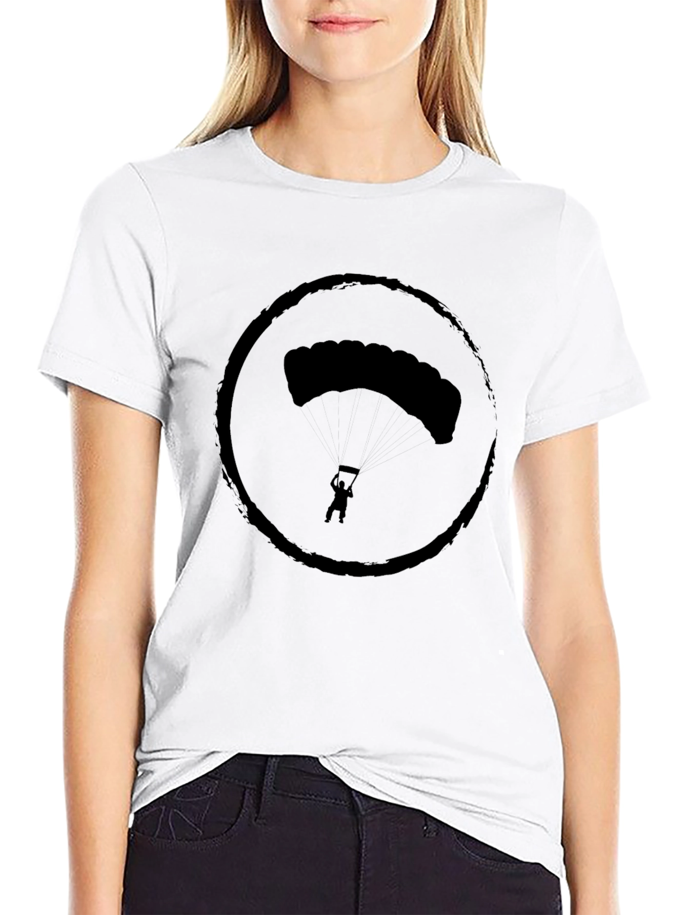 Skydiving Graphic Tee - Black Cotton T-Shirt