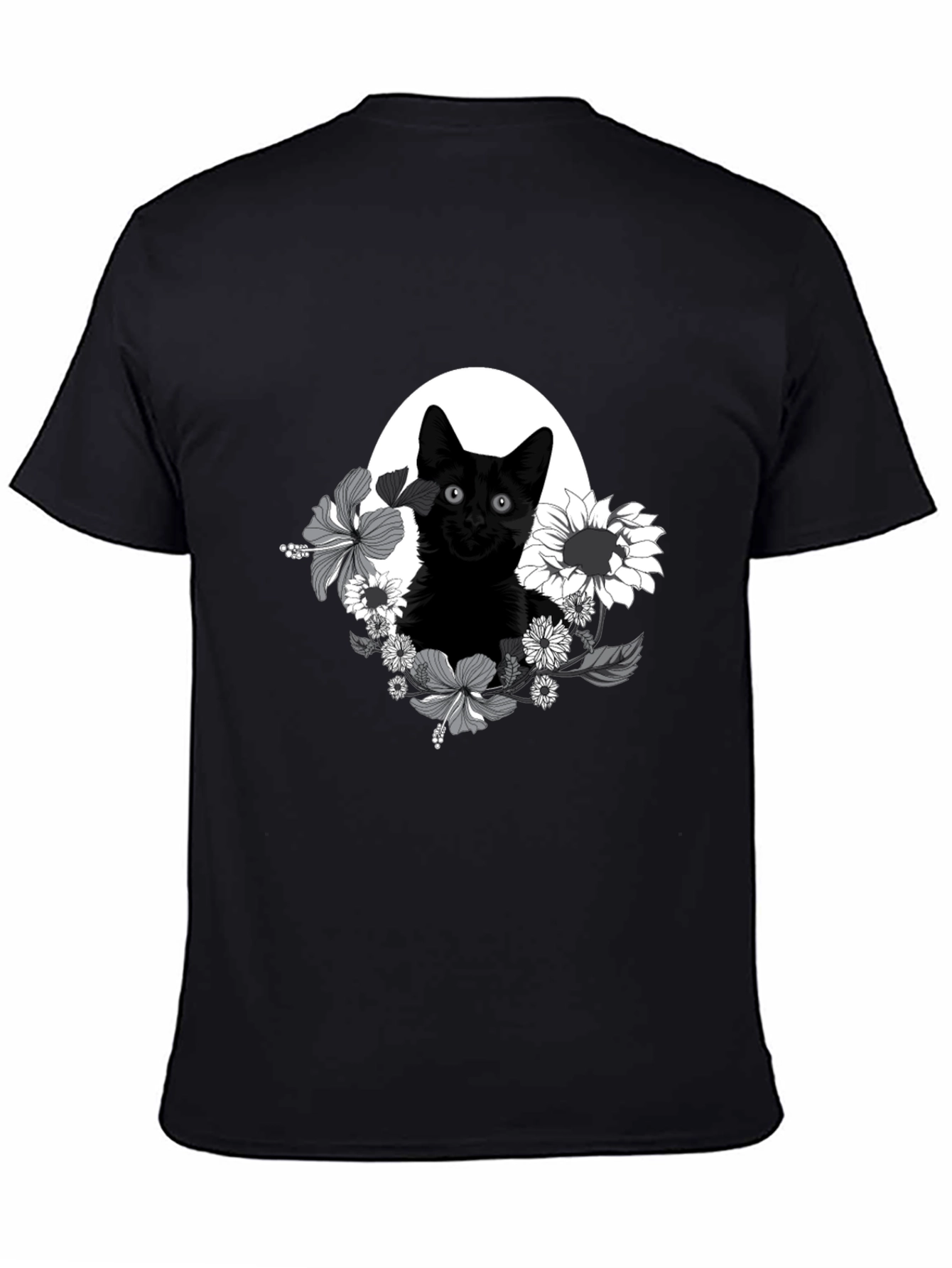 Black Cat Floral T-Shirt