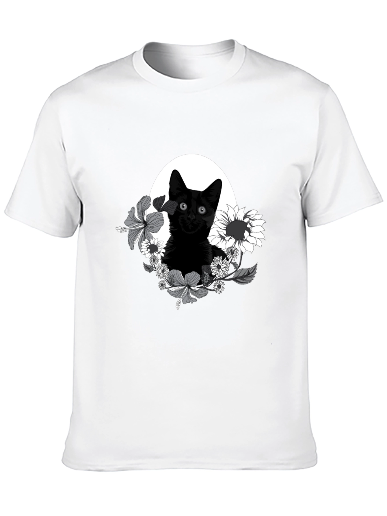 Black Cat Floral T-Shirt