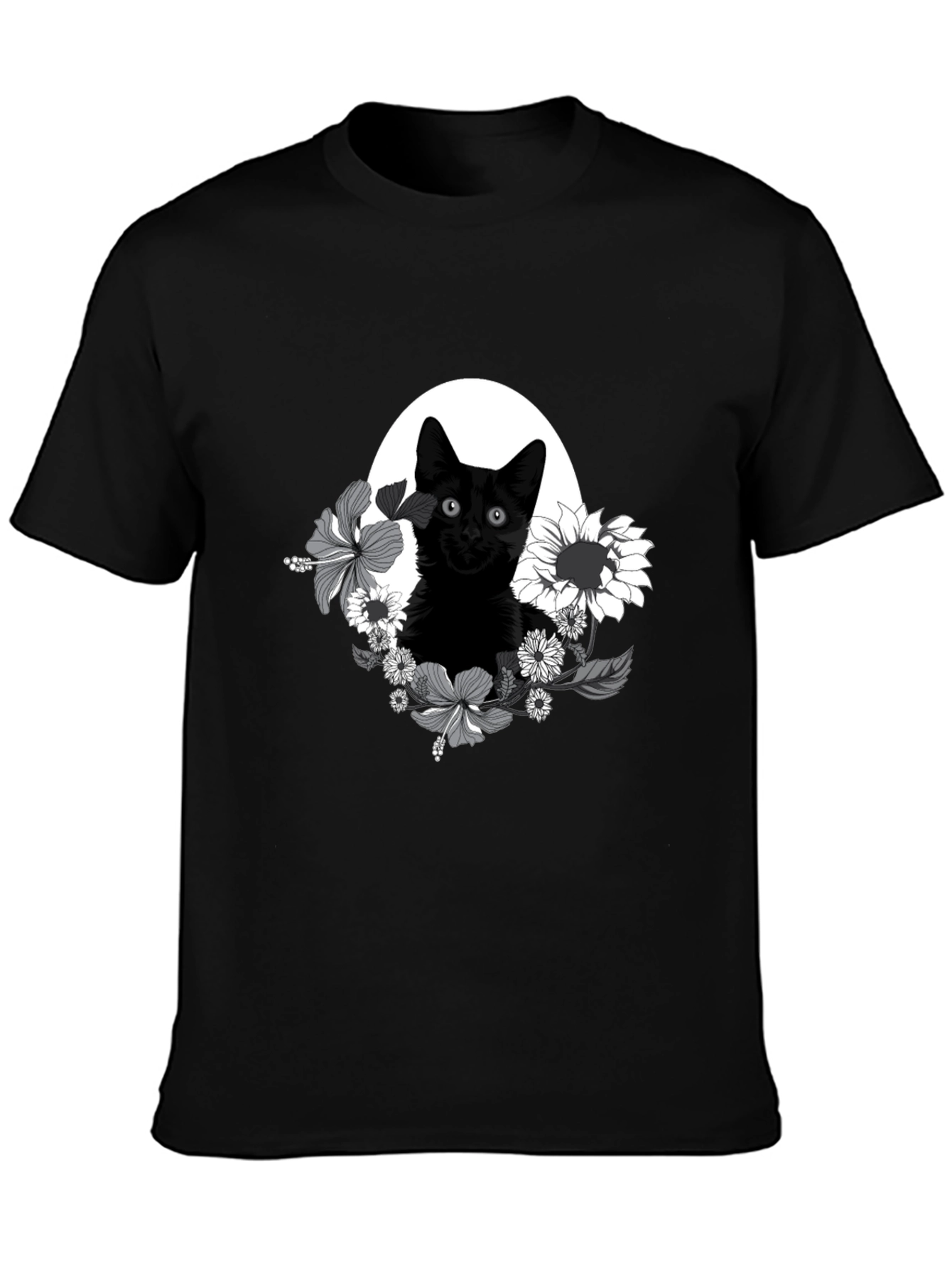 Black Cat Floral T-Shirt