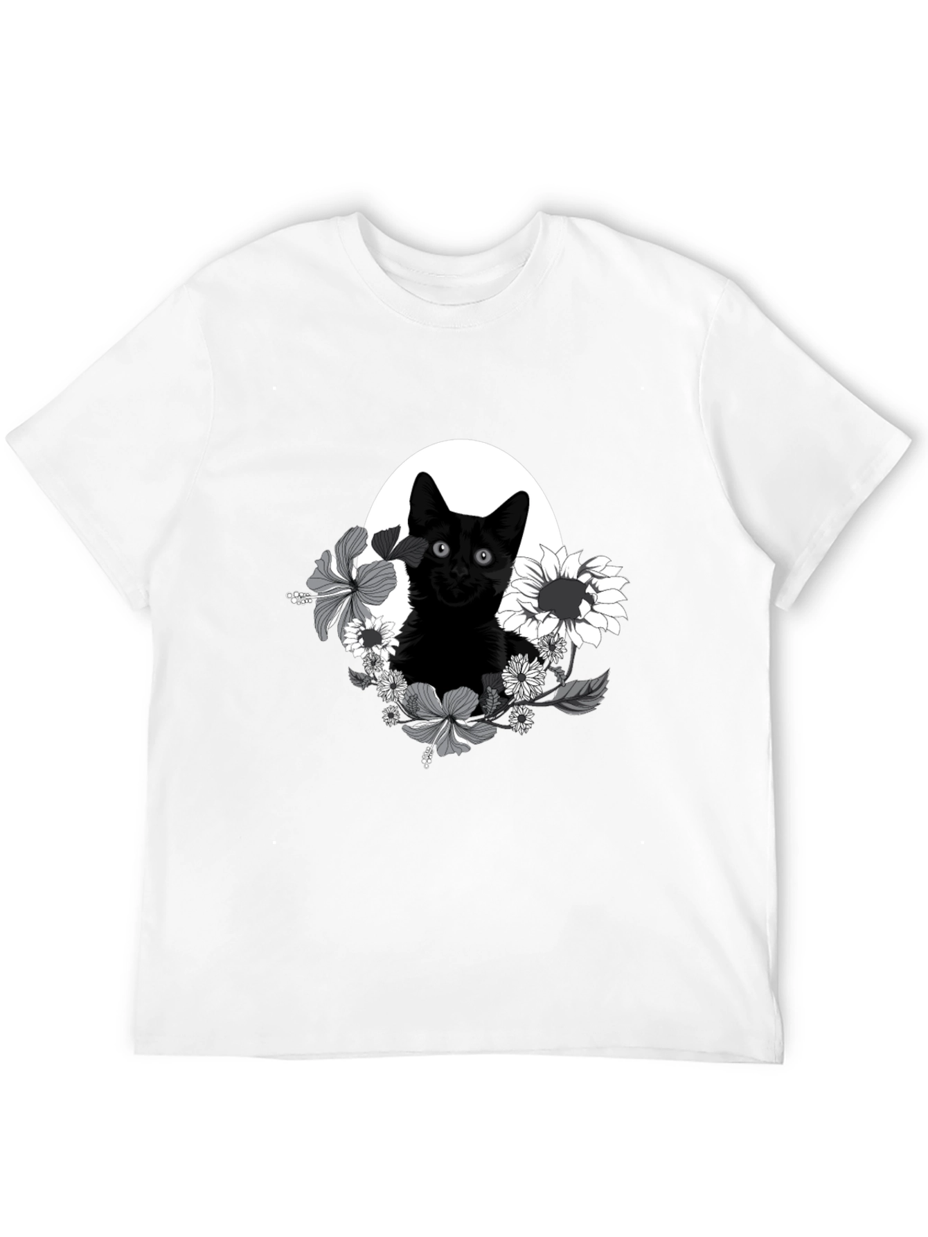 Black Cat Floral T-Shirt