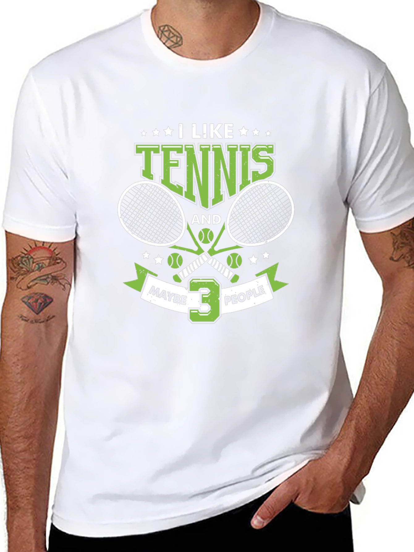 I Like Tennis and Maybe 3 People Black T-Shirt