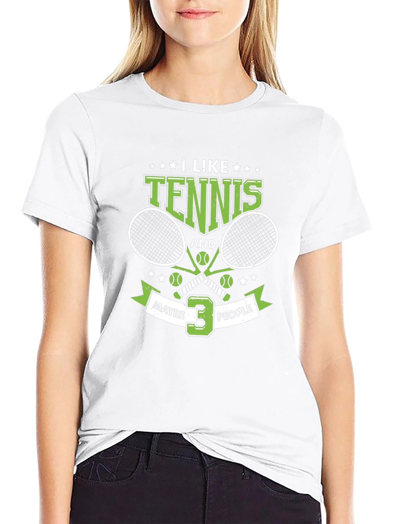 I Like Tennis and Maybe 3 People Black T-Shirt