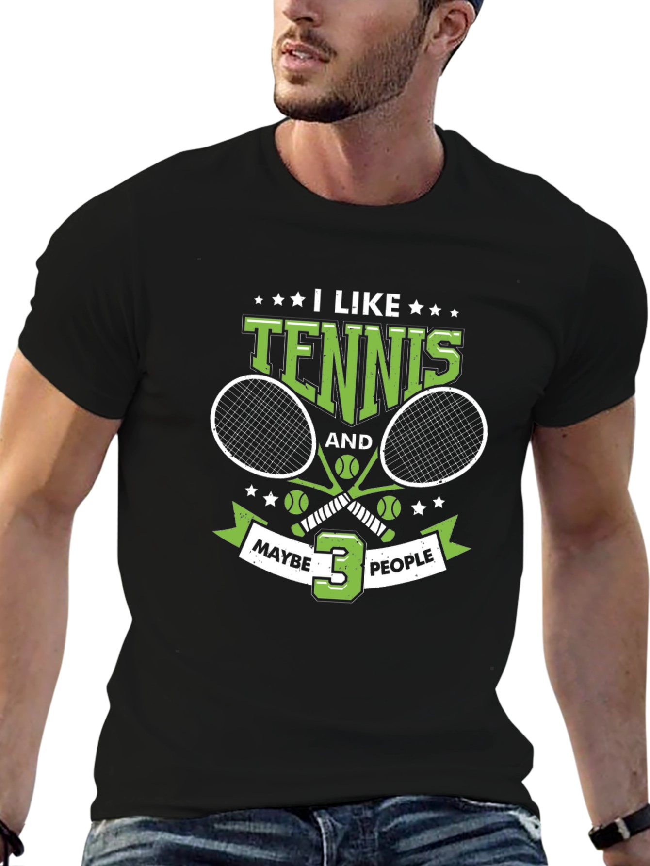I Like Tennis and Maybe 3 People Black T-Shirt