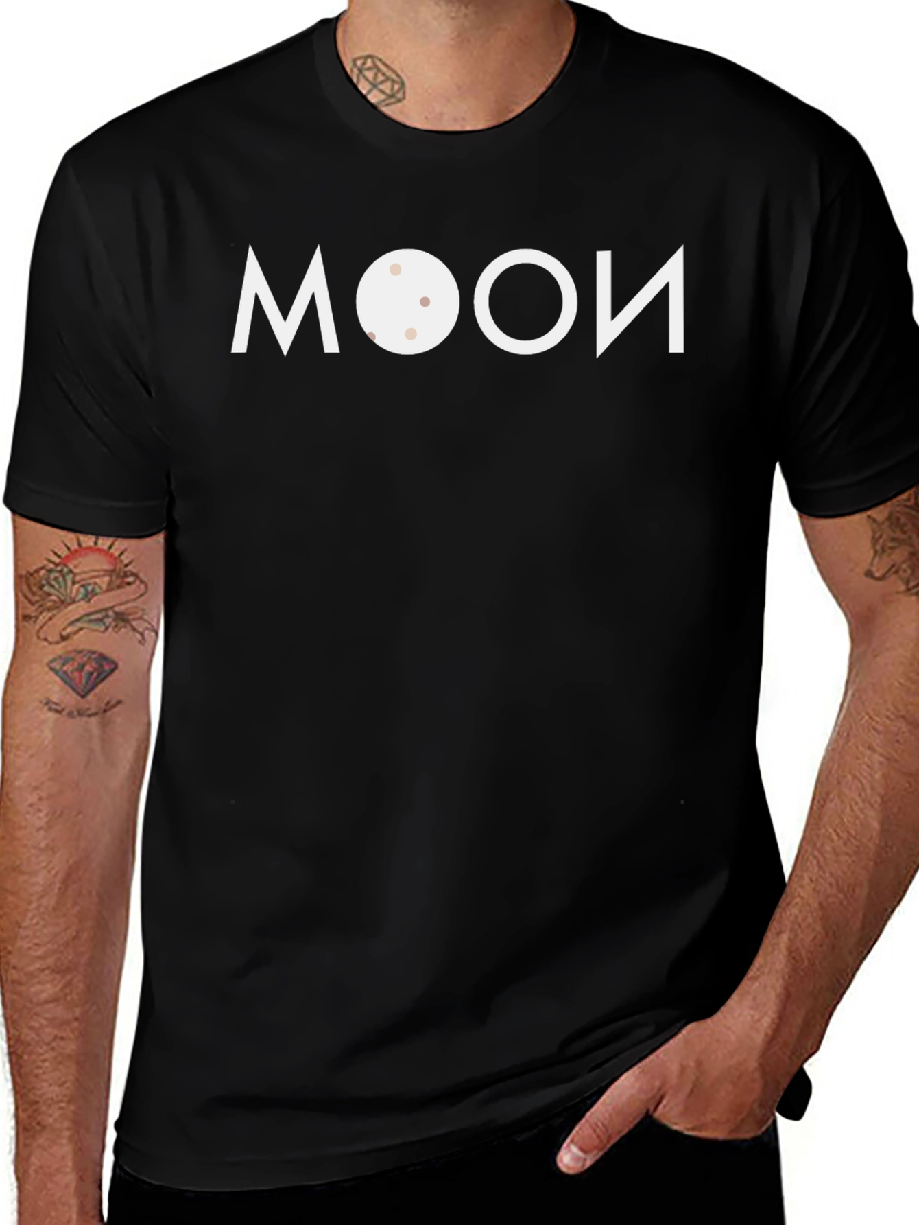 Moon Graphic Black T-Shirt Unique Design