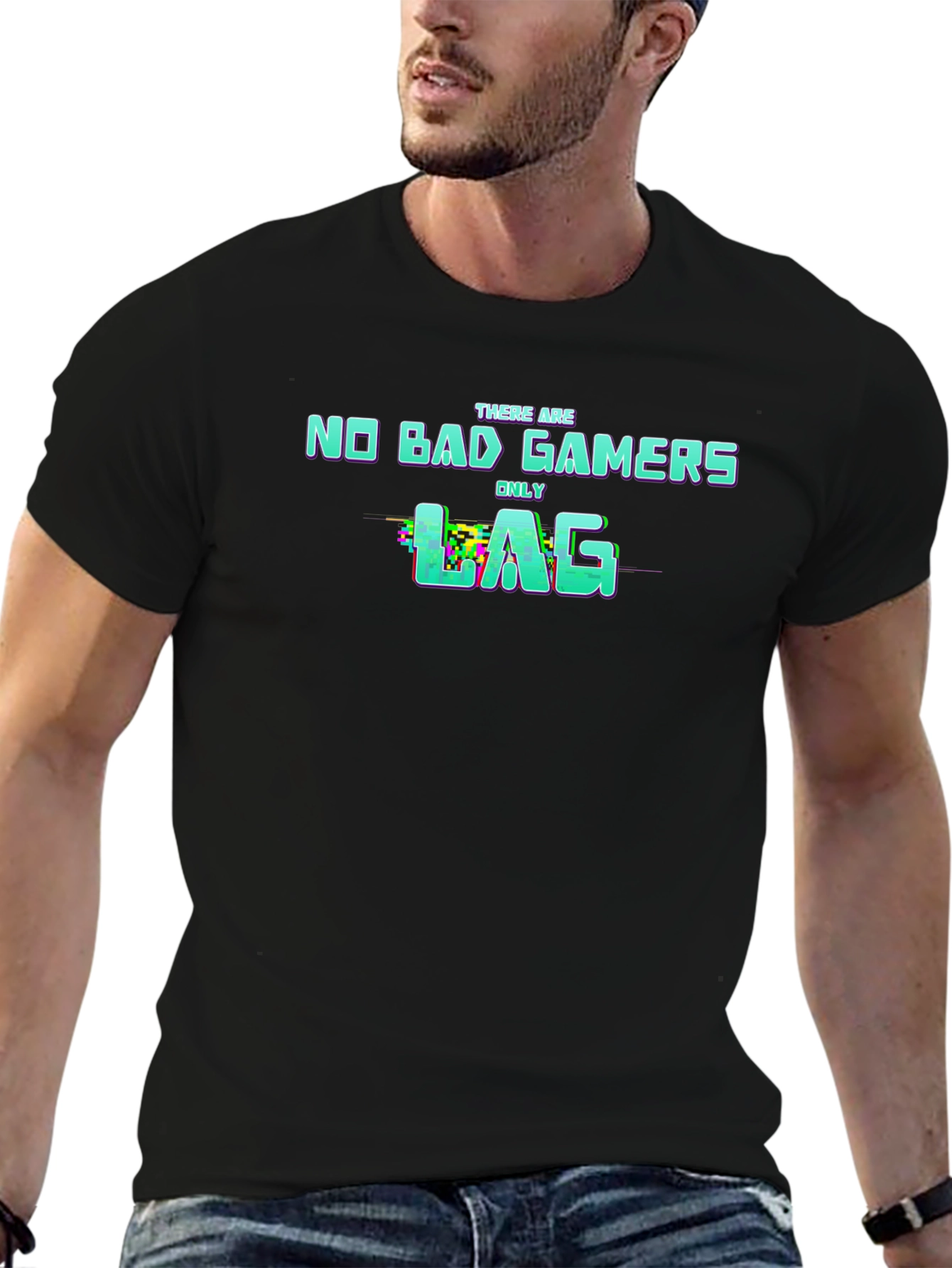 No Bad Gamers Only Lag Graphic Tee - Black