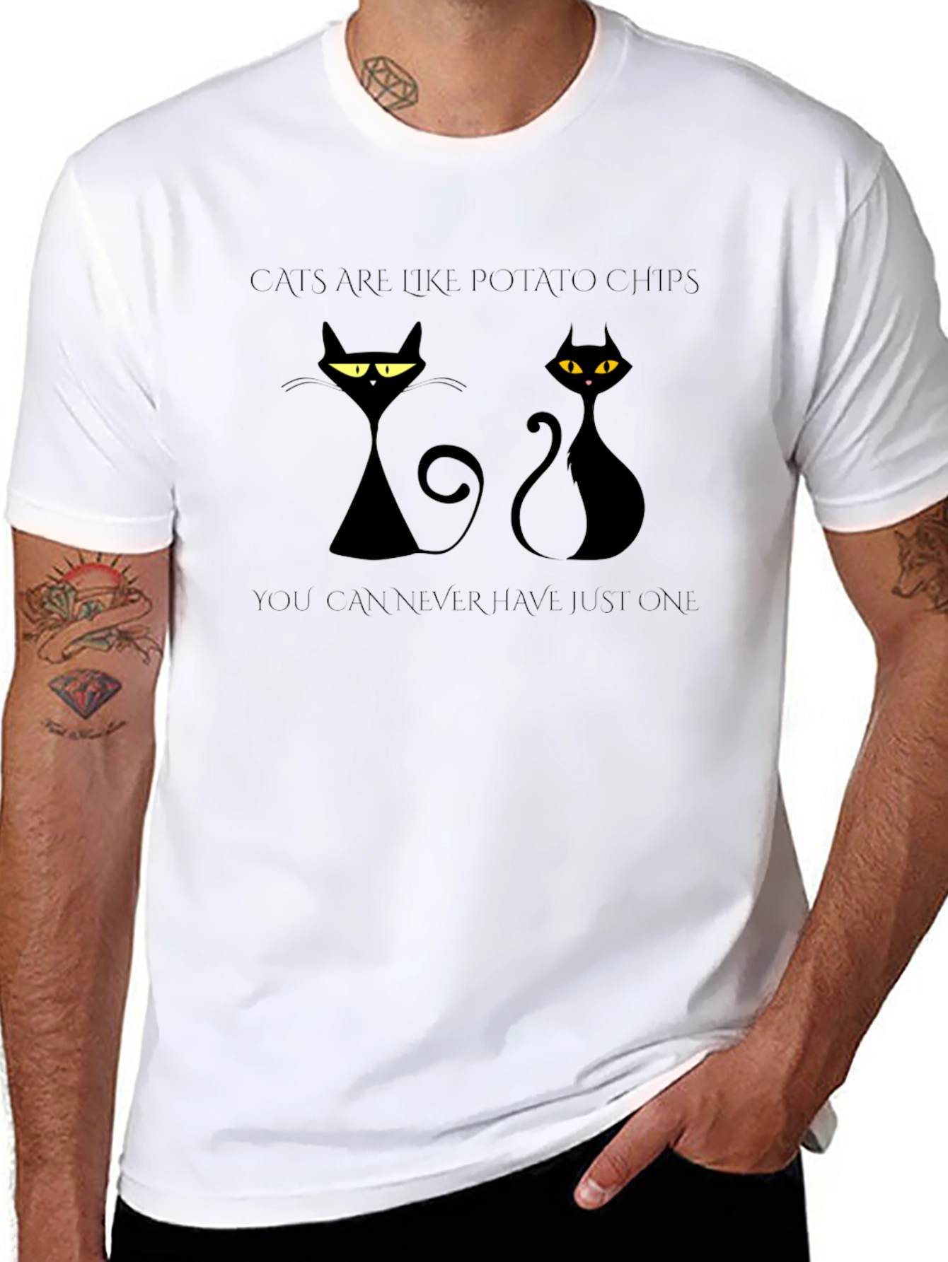 Cats Like Potato Chips Black Graphic Tee