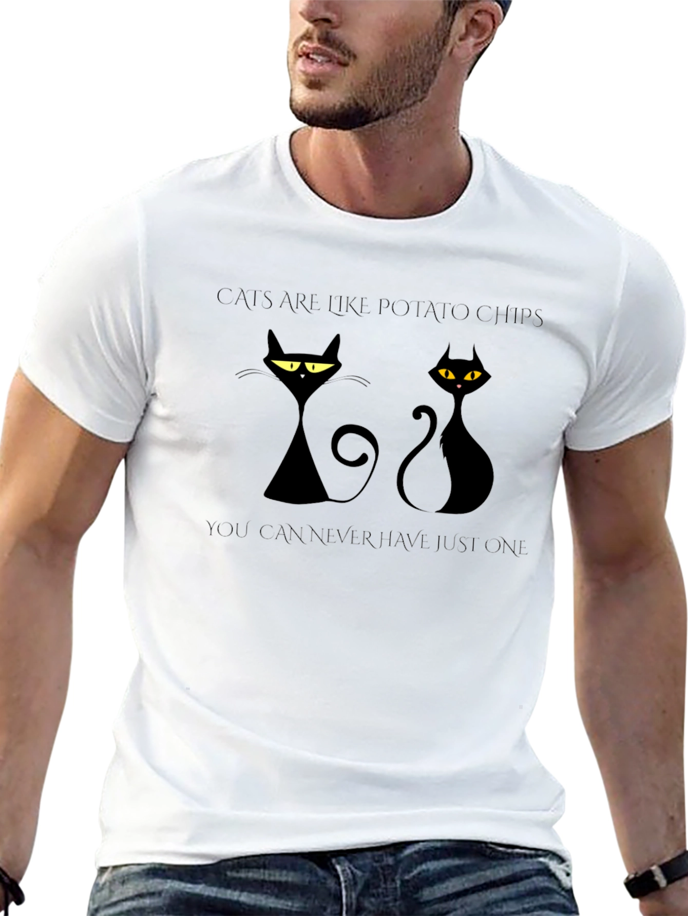 Cats Like Potato Chips Black Graphic Tee