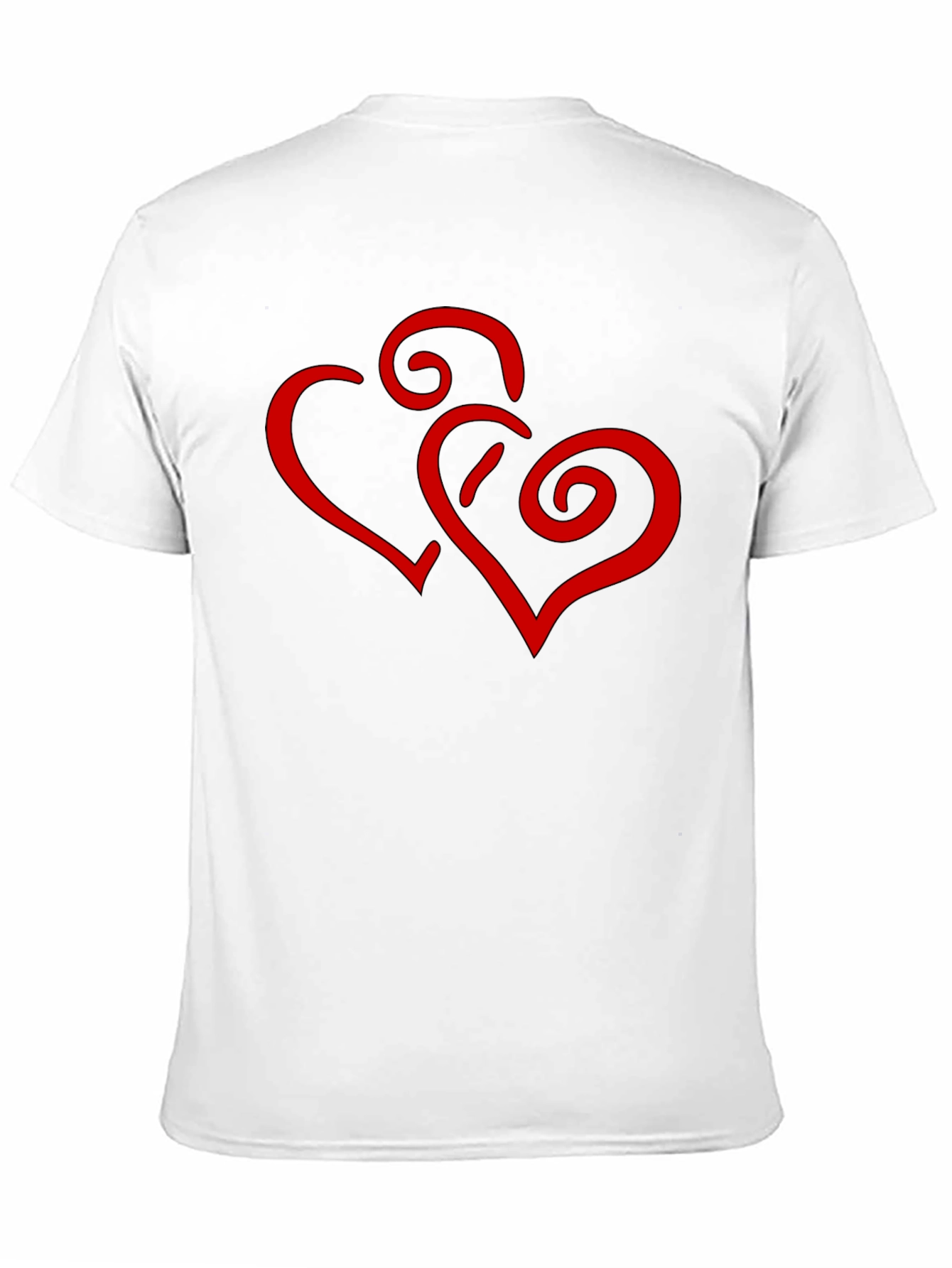 Black T-Shirt with Red Heart Swirl Design