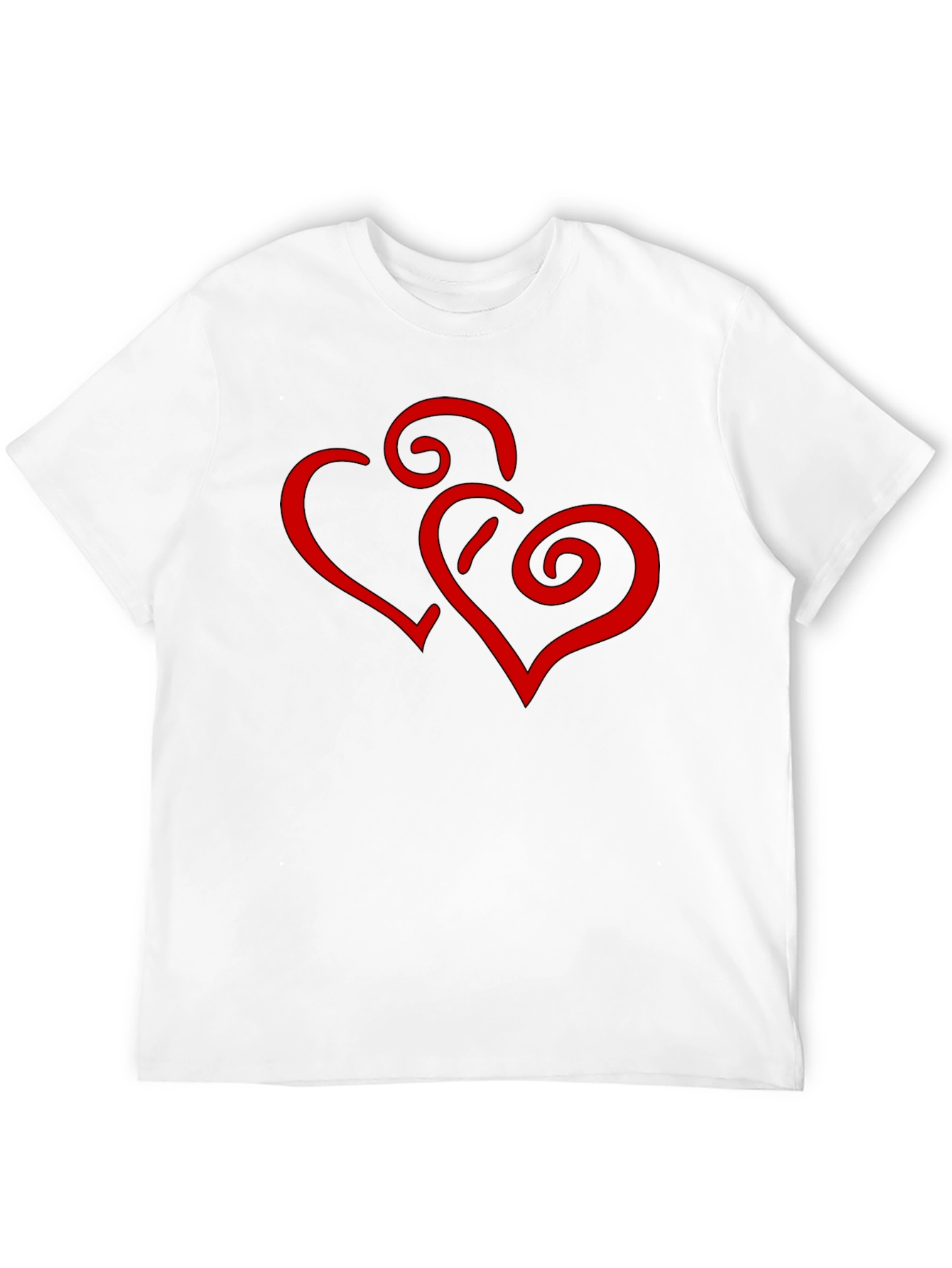 Black T-Shirt with Red Heart Swirl Design