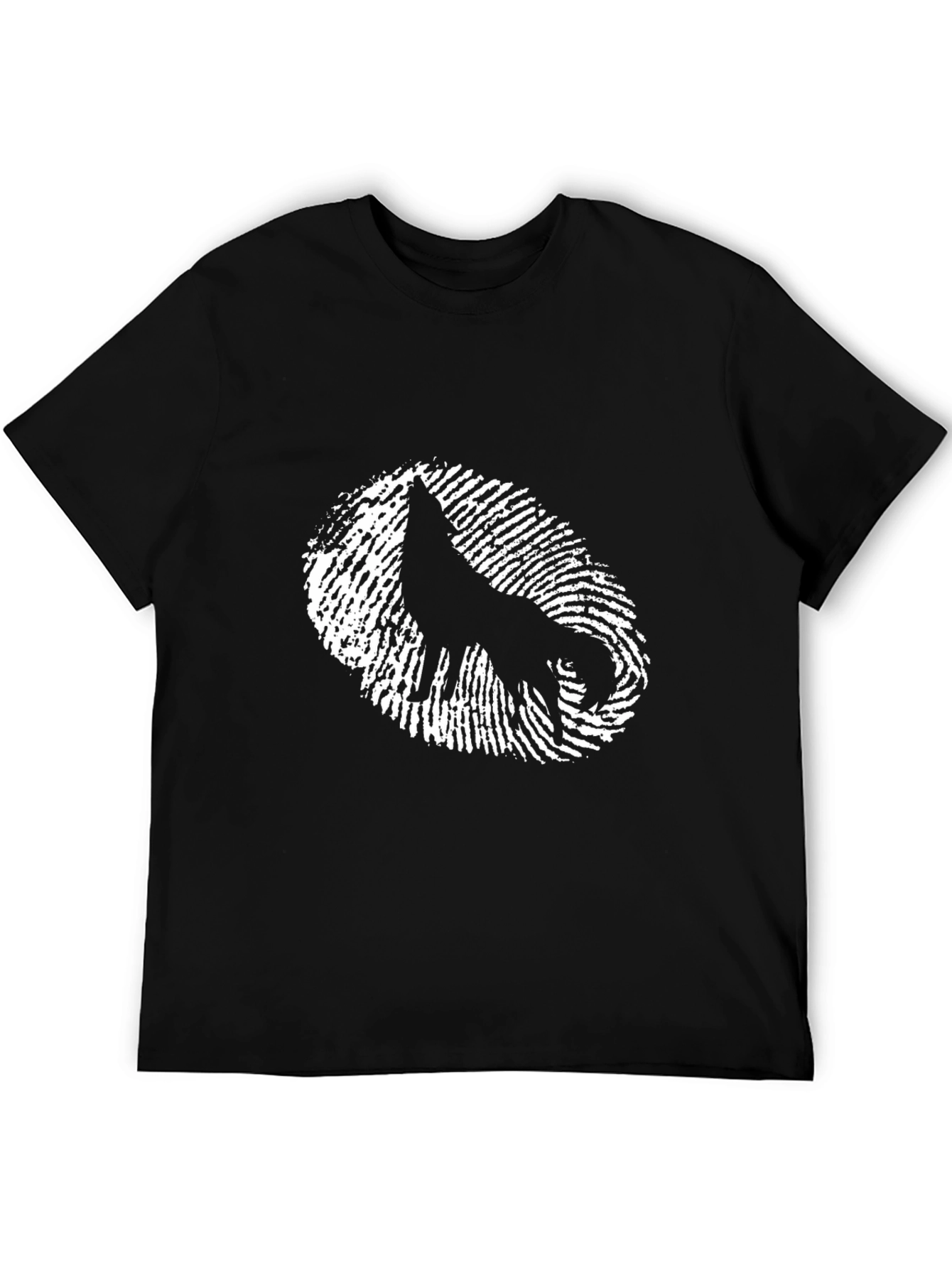 Wolf Fingerprint Graphic Tee - Cool Black T-Shirt