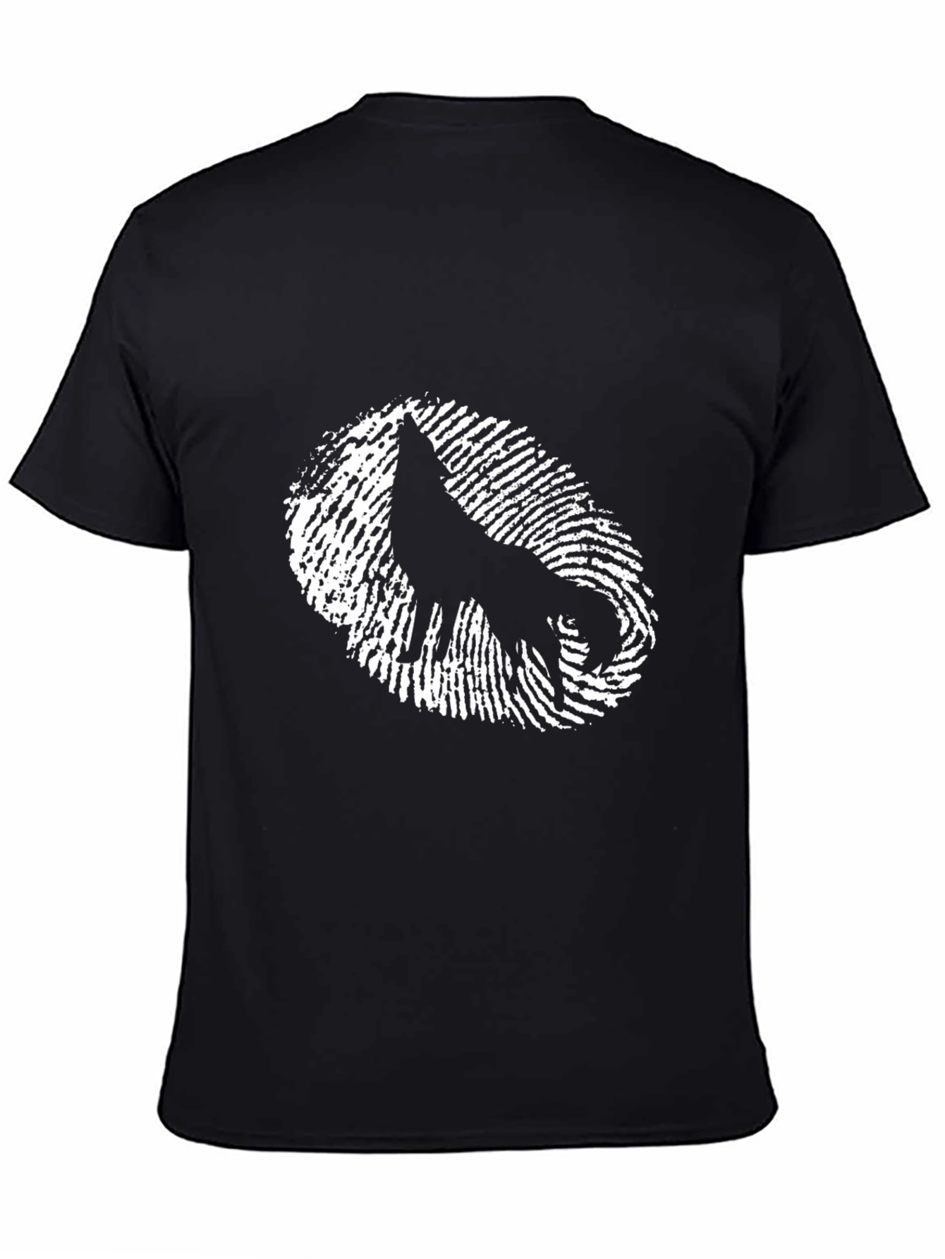 Wolf Fingerprint Graphic Tee - Cool Black T-Shirt
