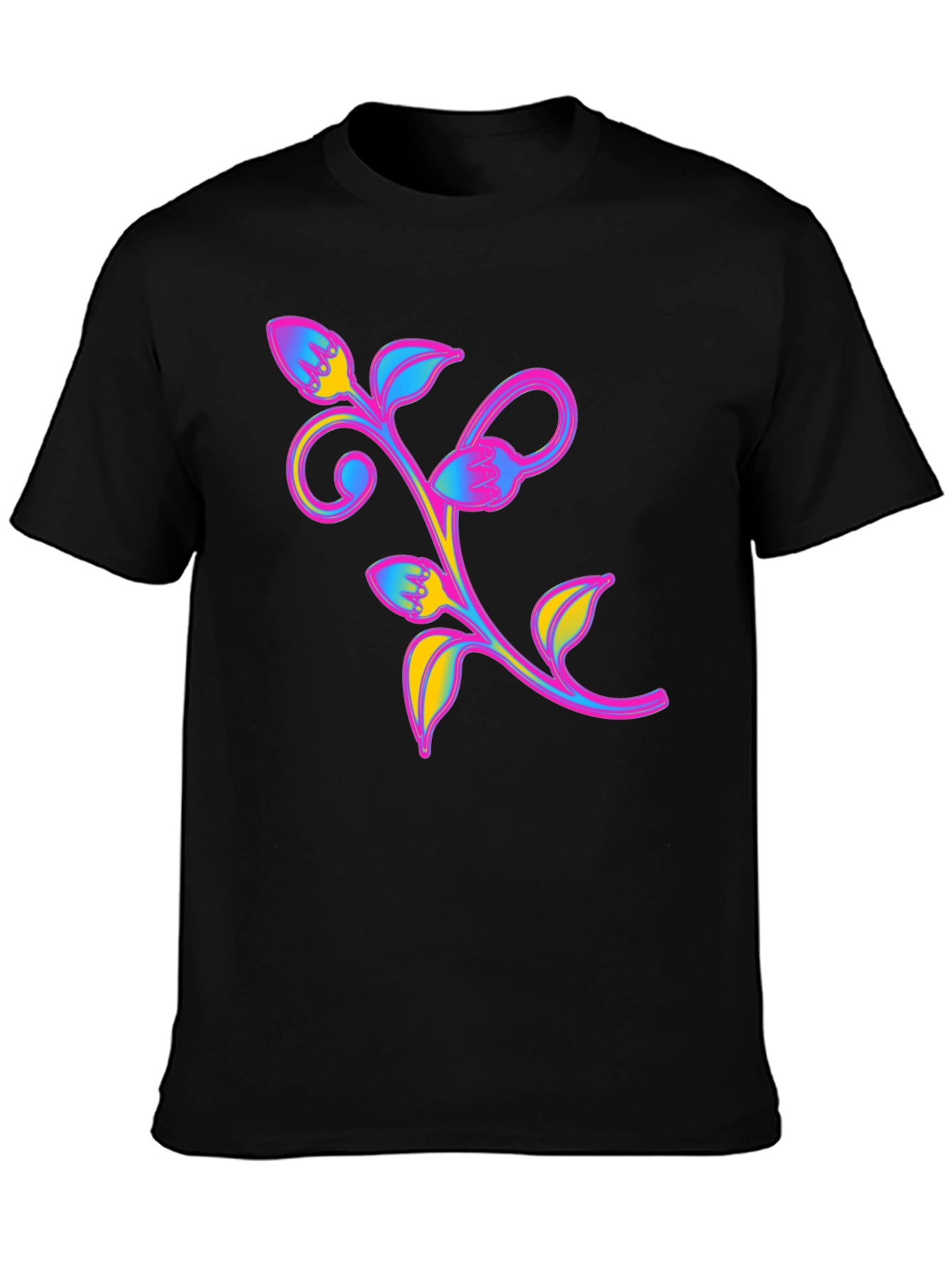 Vibrant Floral Graphic Tee - Black Unisex Shirt