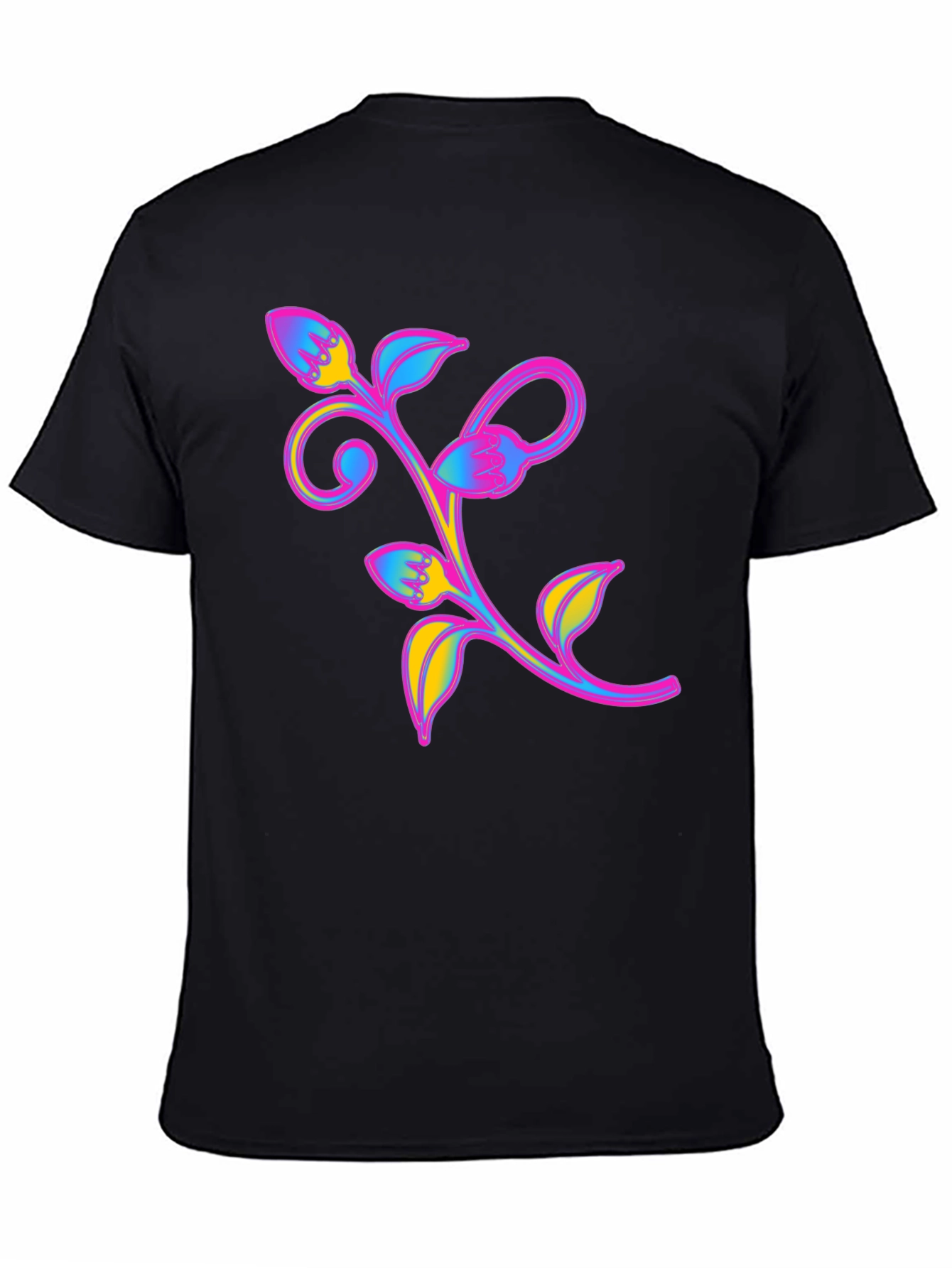 Vibrant Floral Graphic Tee - Black Unisex Shirt