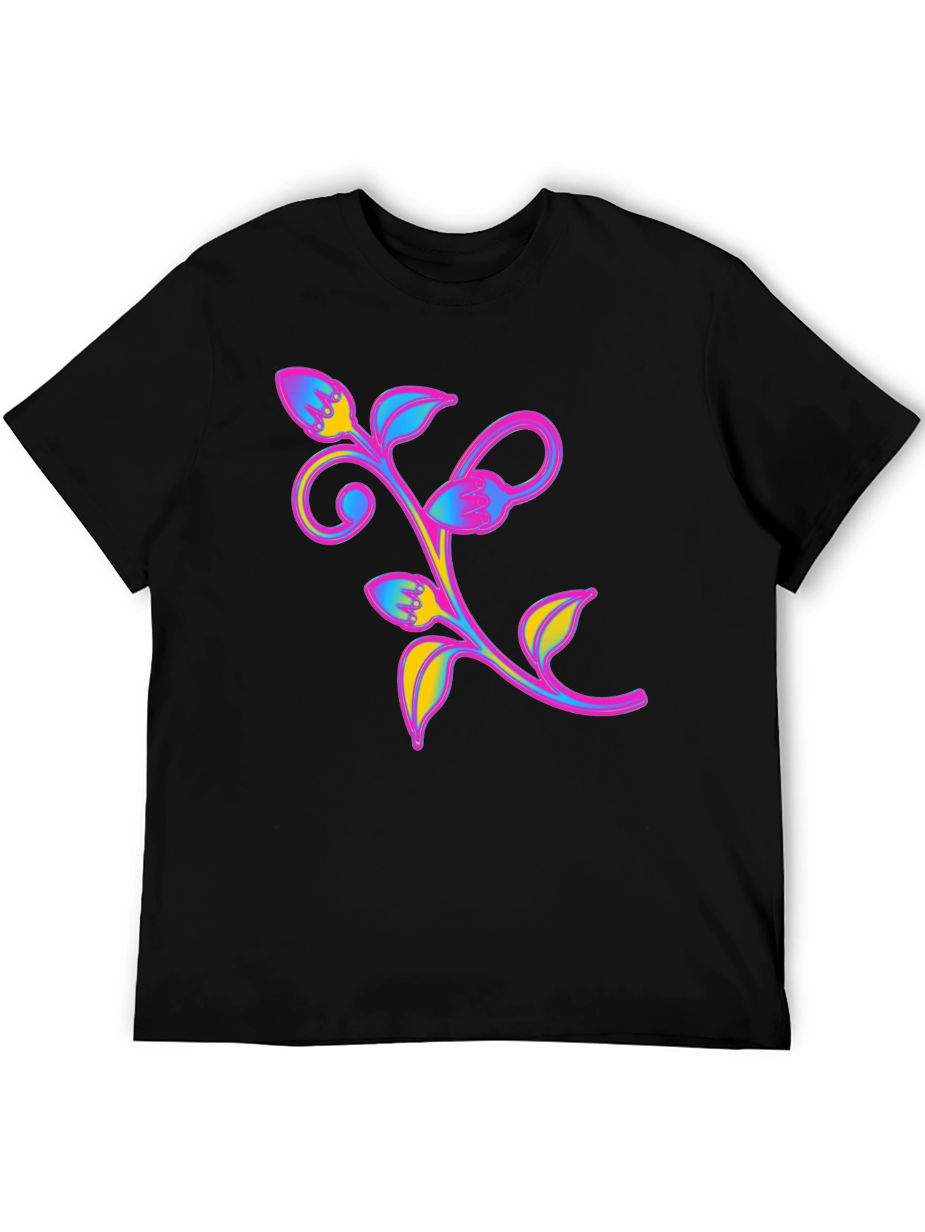 Vibrant Floral Graphic Tee - Black Unisex Shirt